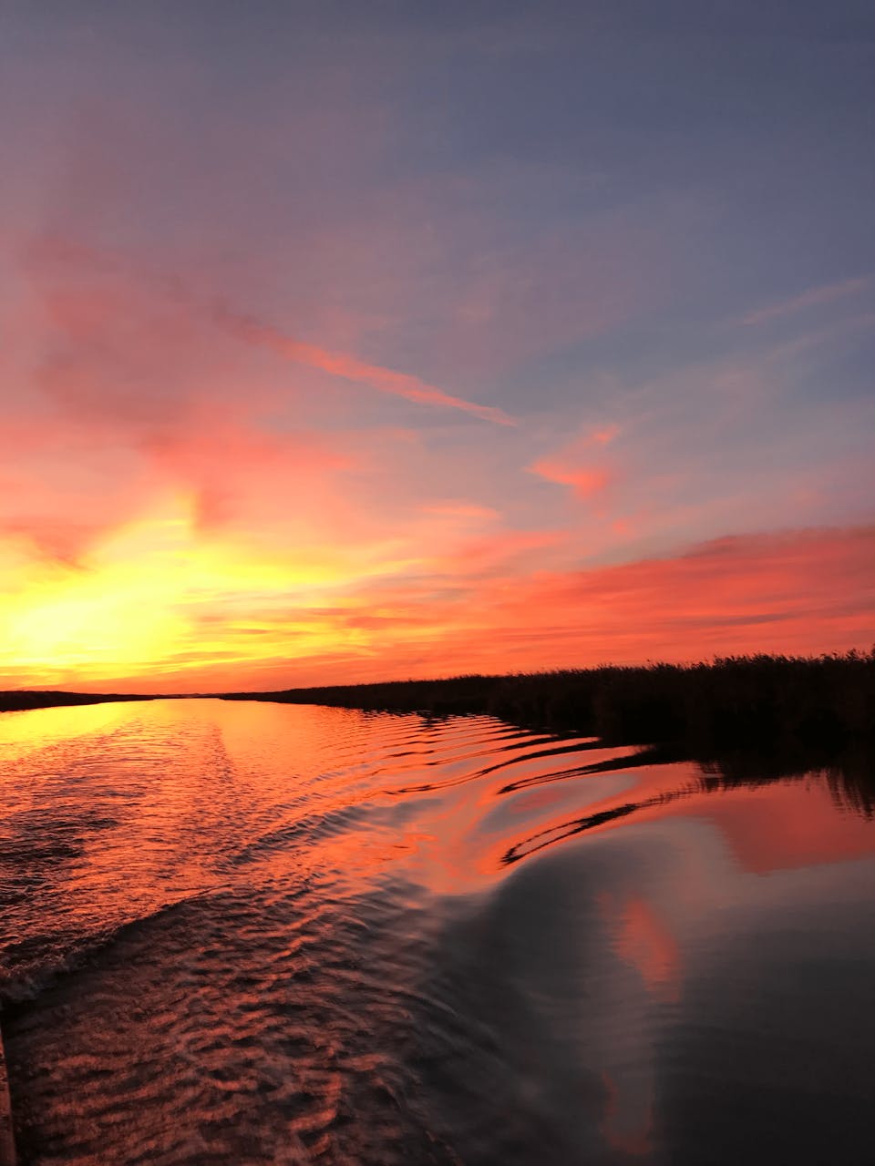 Aperçu d'un coucher de soleil au bord du marais de Brière.