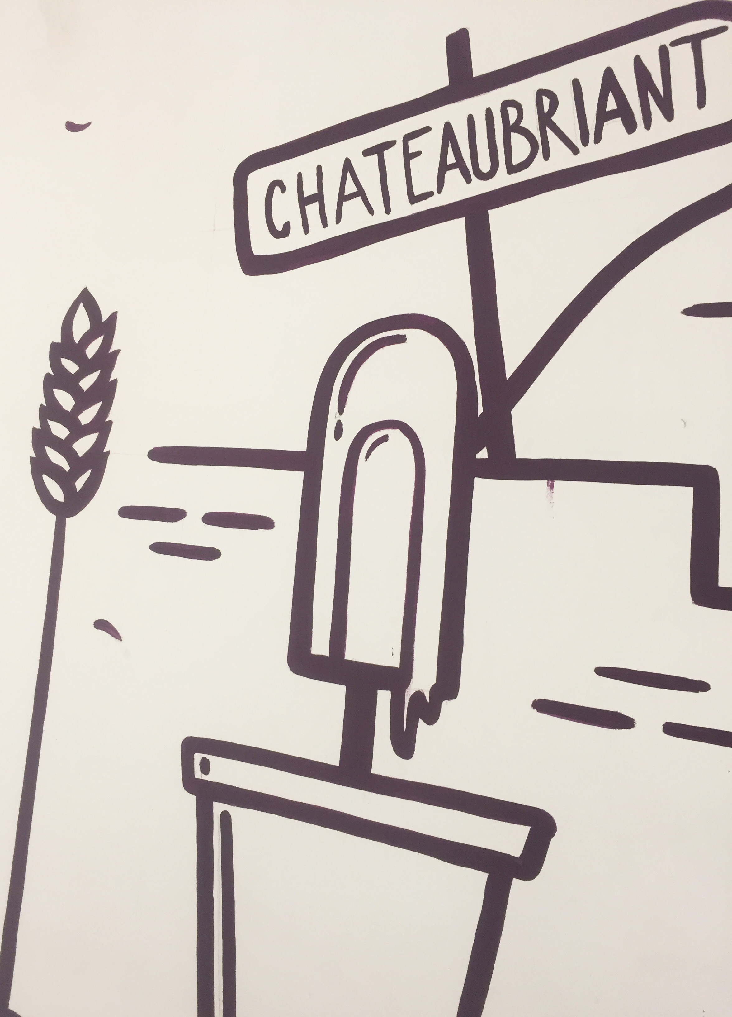 Peinture murale d'une glace pot-de-fleur fondant au soleil.