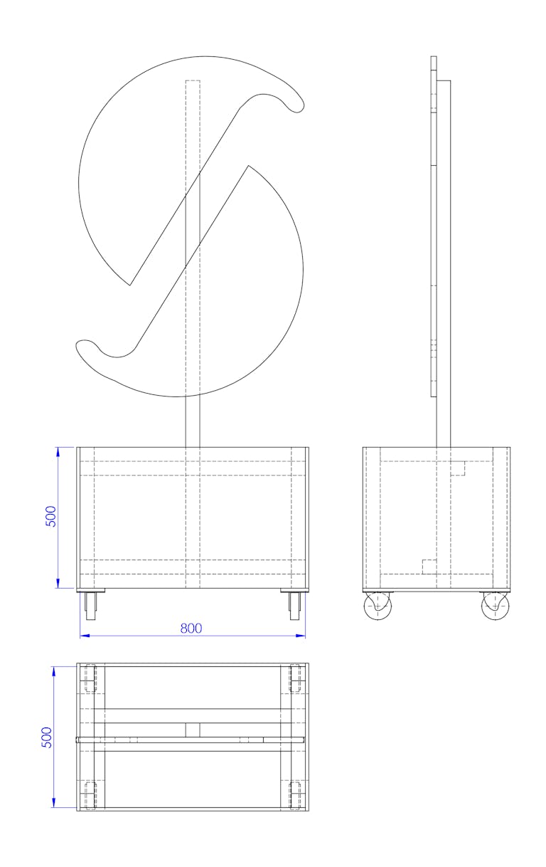 Plan de fabrication de l'enseigne en bois du festival SPOT.
