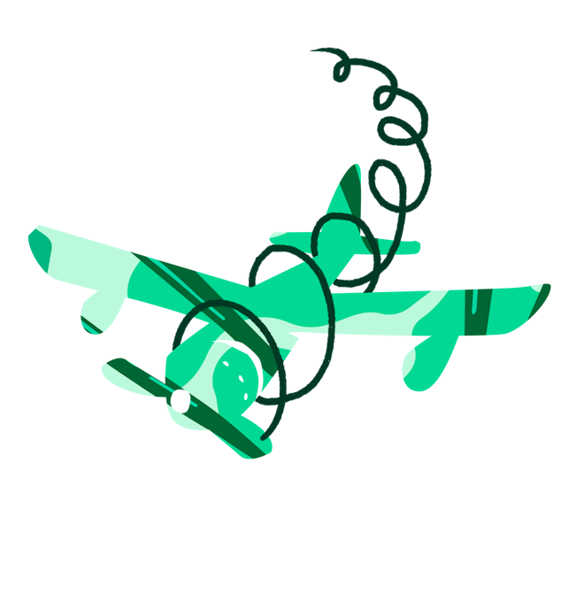 Un pictogramme en forme d'avion basé sur la charte graphique de couleur verte du festival V and B Fest 2024.