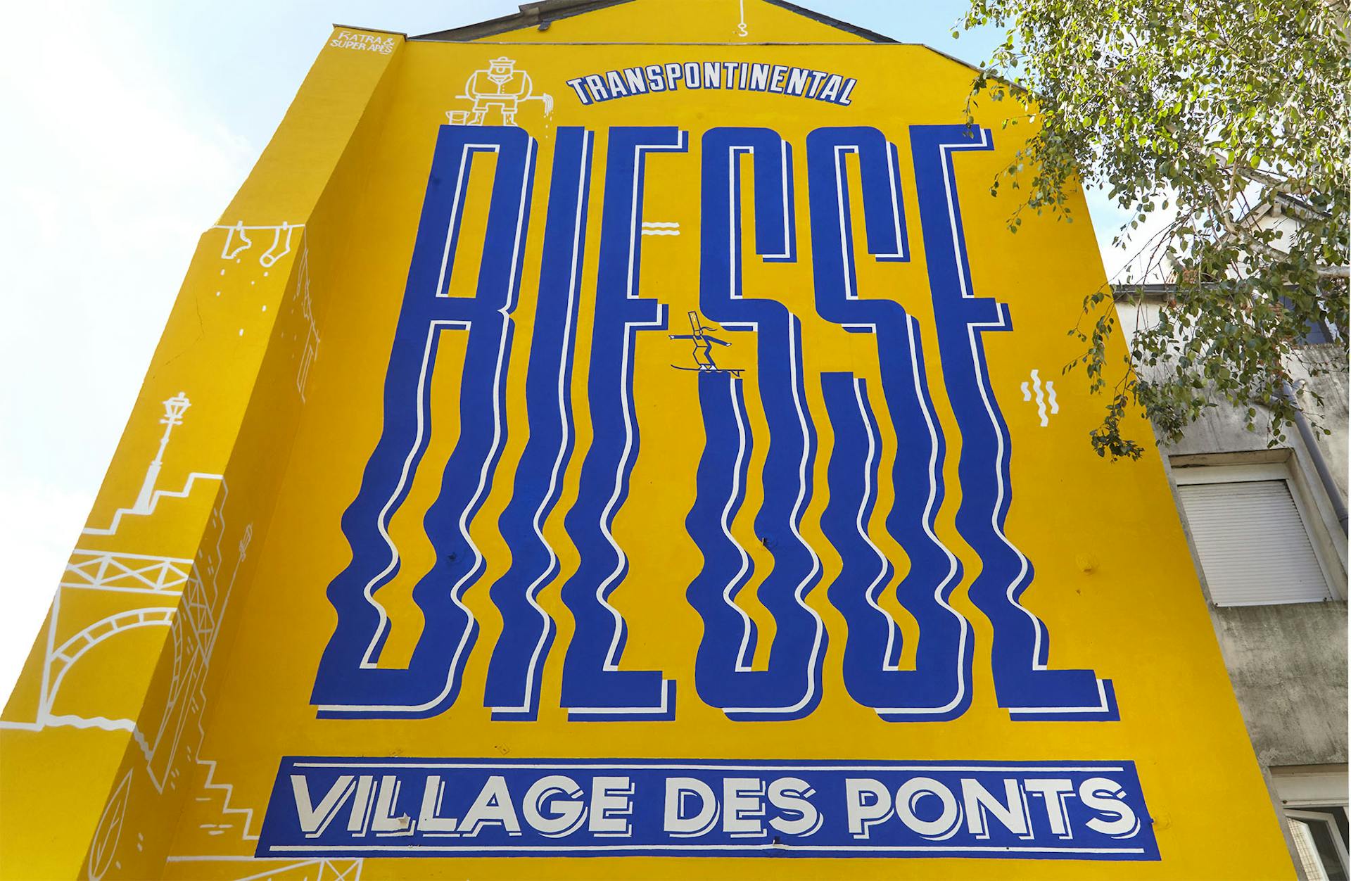 Street Art sur façade de bâtiment rue Biesse Nantes. 
