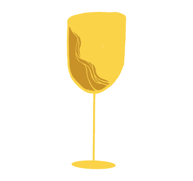 Illustration d'un verre à vin selon l'identité visuelle d'un bar.