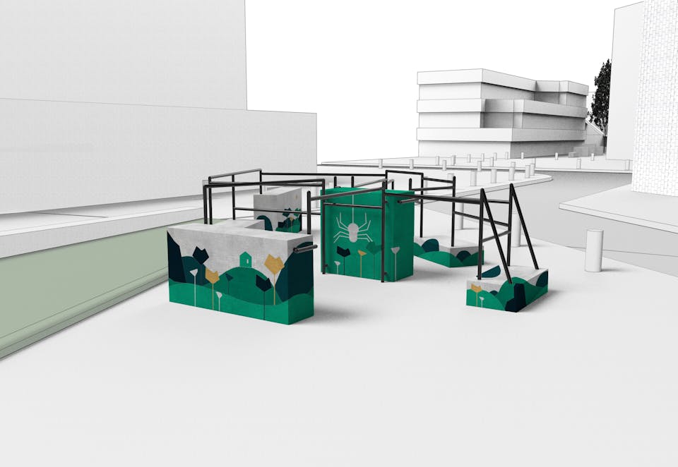 Modélisation 3D d'un espace de parkour pour la ville d'Evry-Courcouronnes.