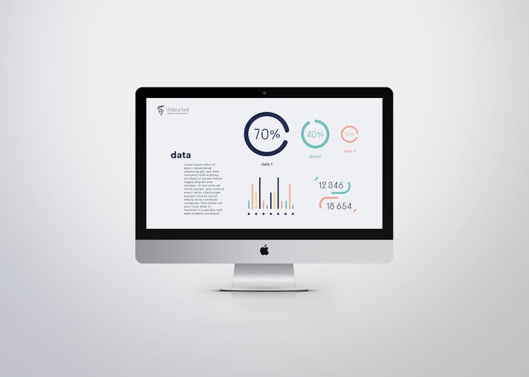 Mockup de statistiques et de données pour l'entreprise Valeuriad.