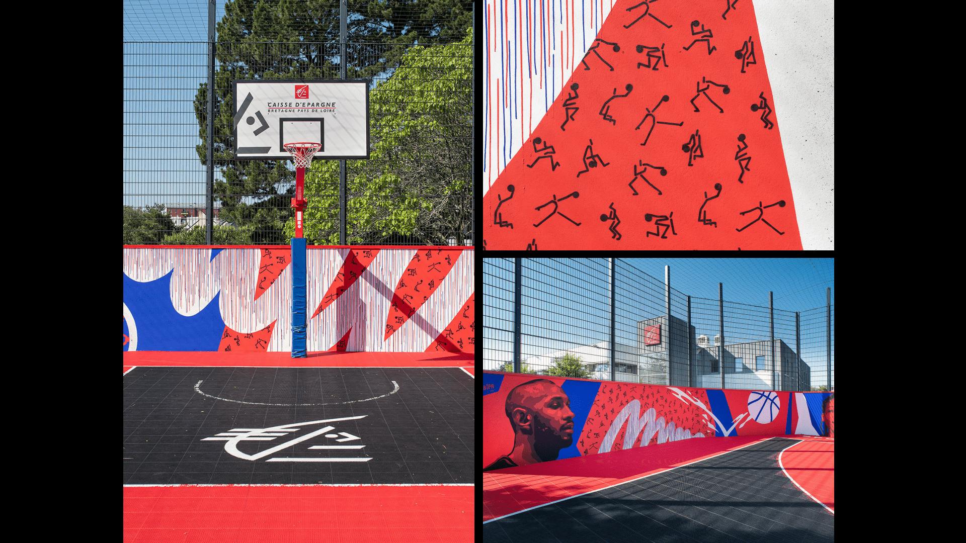 Un terrain de basket soutenu par la Caisse d'Epargne et mis en valeur par l'agence de design Studio Katra