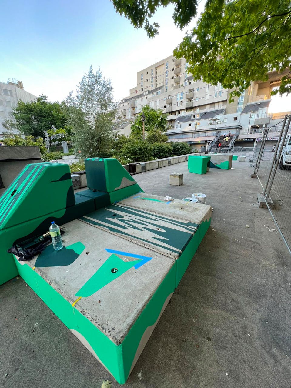 Chantier de l'aire de parkour "La Vallée de l'Art du Déplacement" au cœur d'Evry-Courcouronnes.