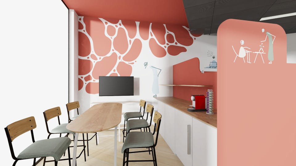 Modélisation 3D d'une salle de réunion implémentée dans le cadre du projet de design d'espace des locaux de la CCI Saint-Nazaire.