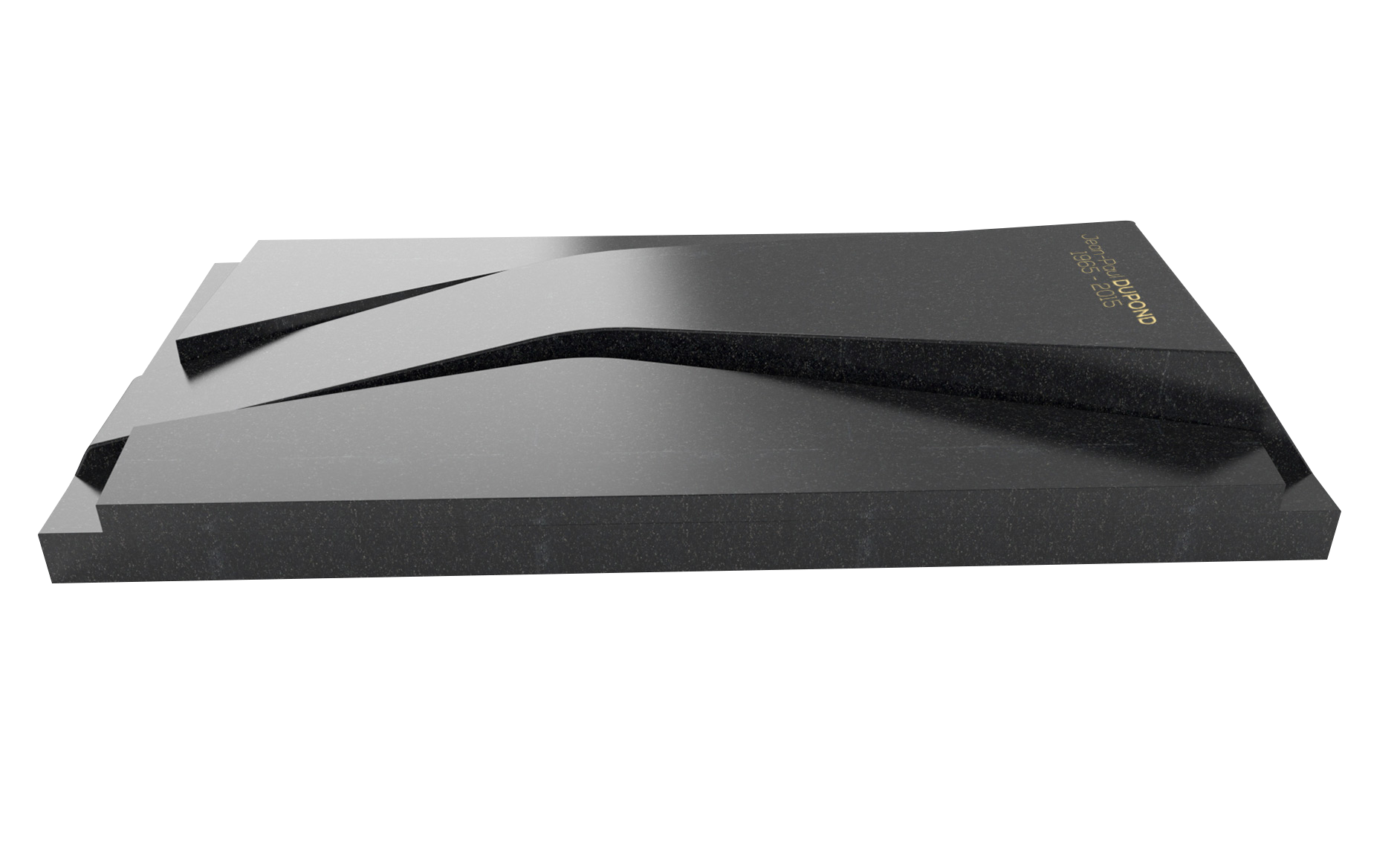 Un monument funéraire en marbre pensé par l'agence de design Studio Katra à la forme en relief, possédant une élévation courbée de sa partie centrale.