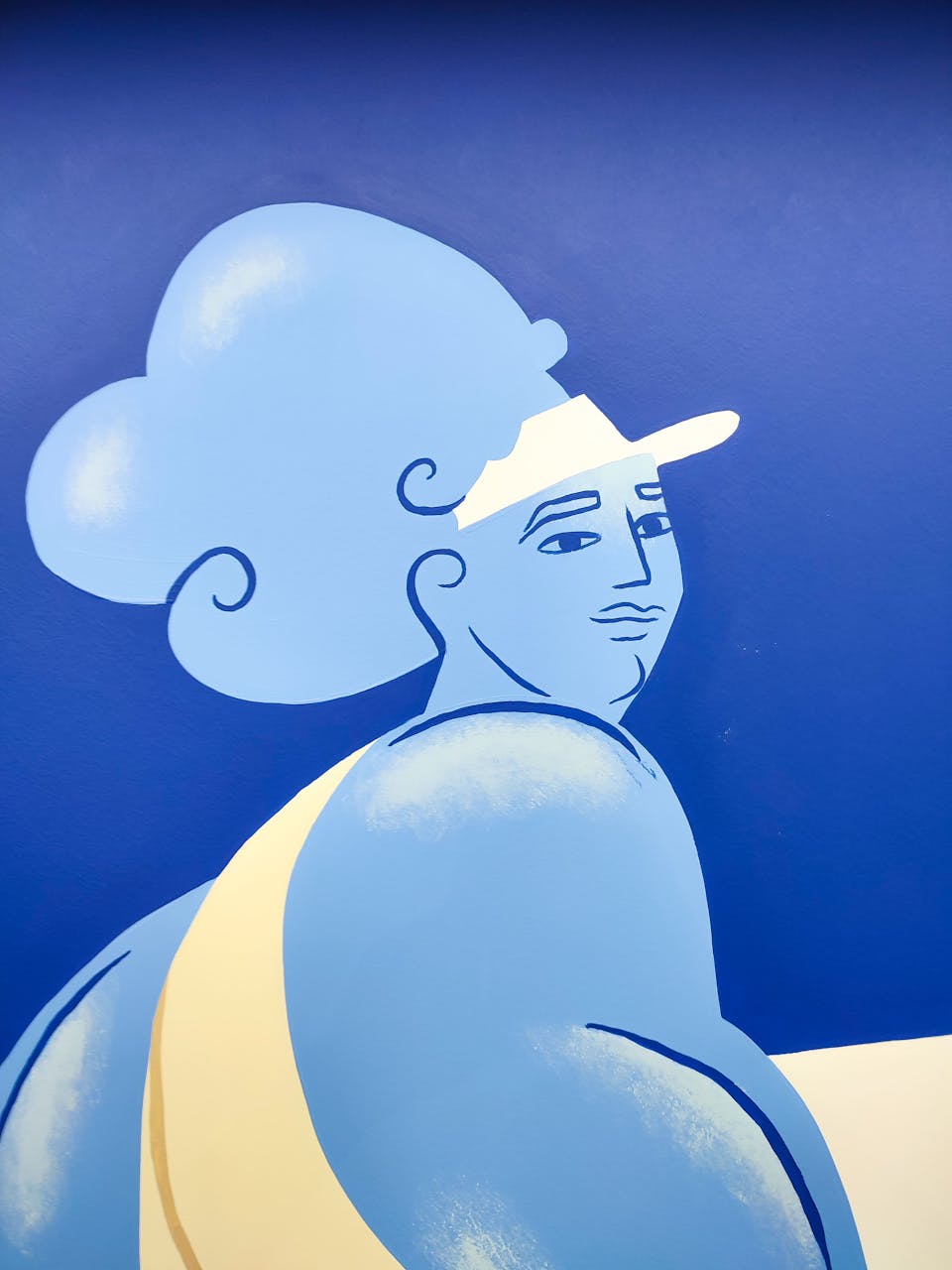 Zoom sur l'une des fresques de l'agence de design graphique Studio Katra au sein d'Intersport Paris-les-Halles, représentant une joueuse de tennis.