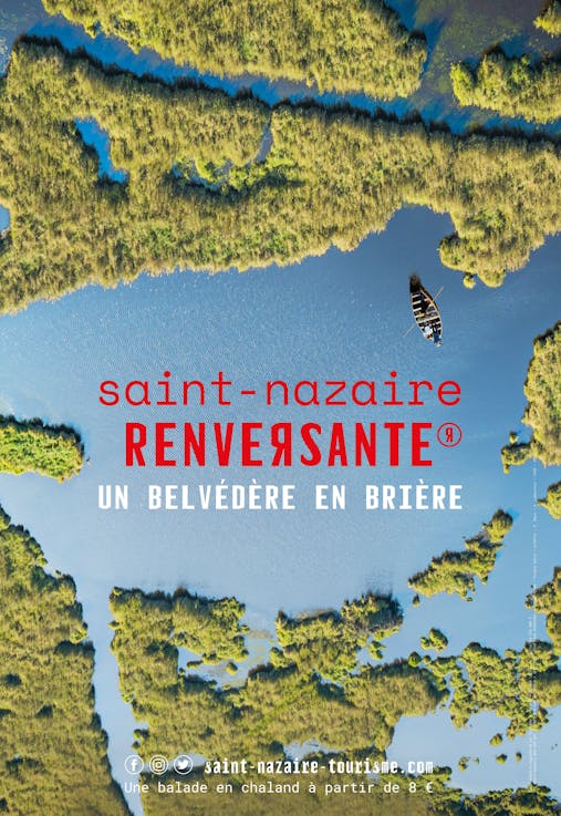 Le parc naturel de la Brière observé depuis les airs dans campagne de communication 2022 de Saint-Nazaire Renversante.