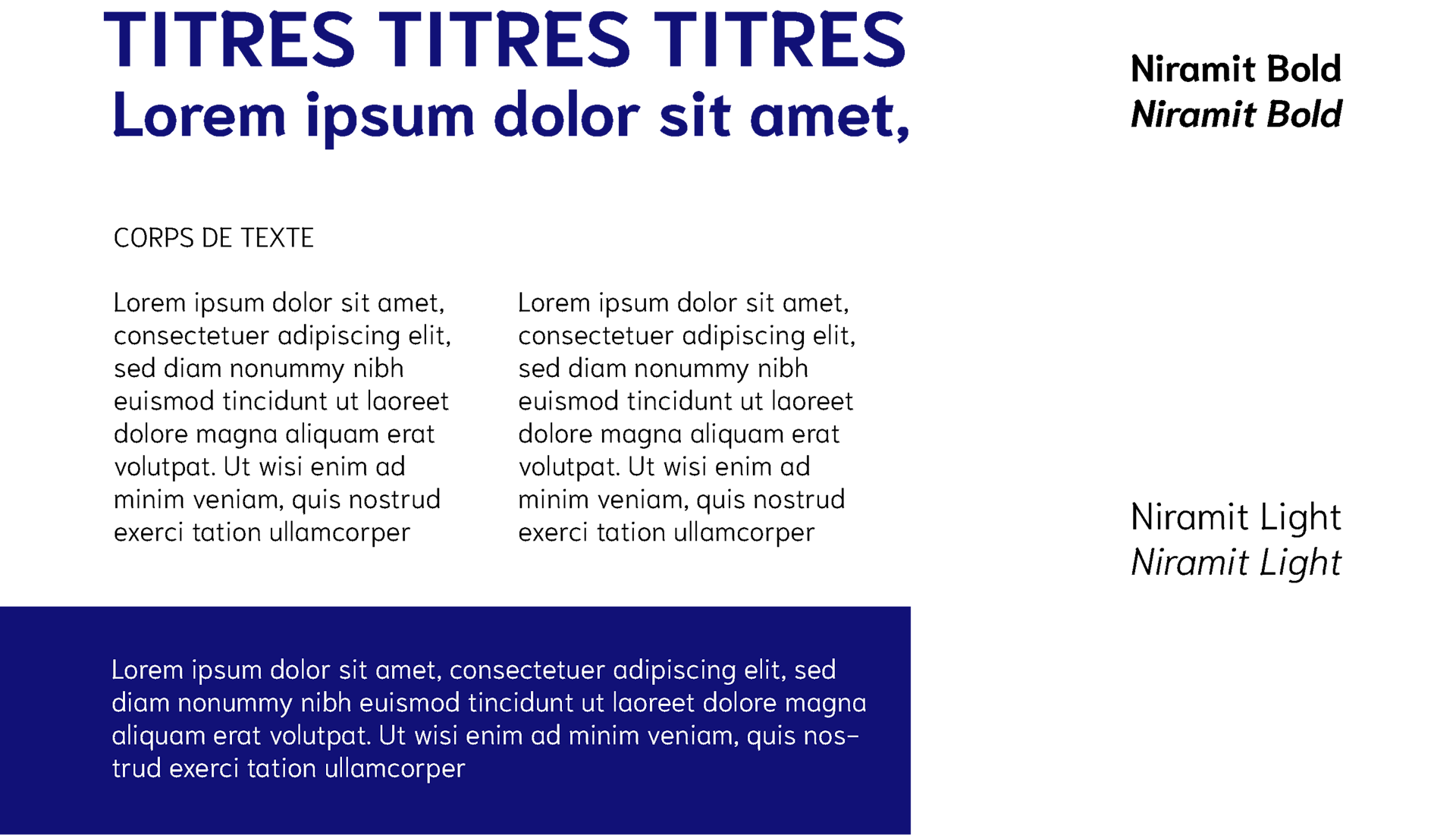 Mise en valeur de la typographie du restaurant "Les Petits Prés" par le biais du lorem ipsum.