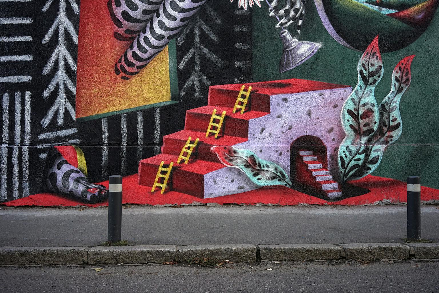 Bas de la fresque murale du Studio Katra, Kero Zen et Ocü.