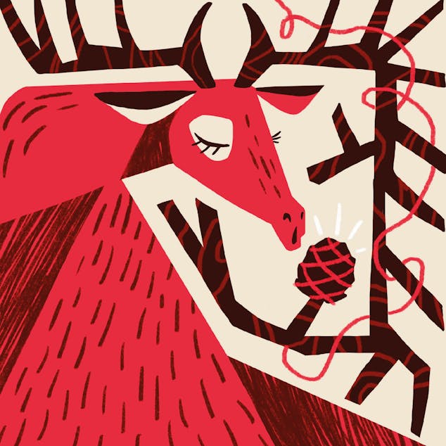 Illustration d'un cerf chanteur, réalisée pour la nouvelle cuvée du Festival de Poupet par l'agence de design graphique Studio Katra.