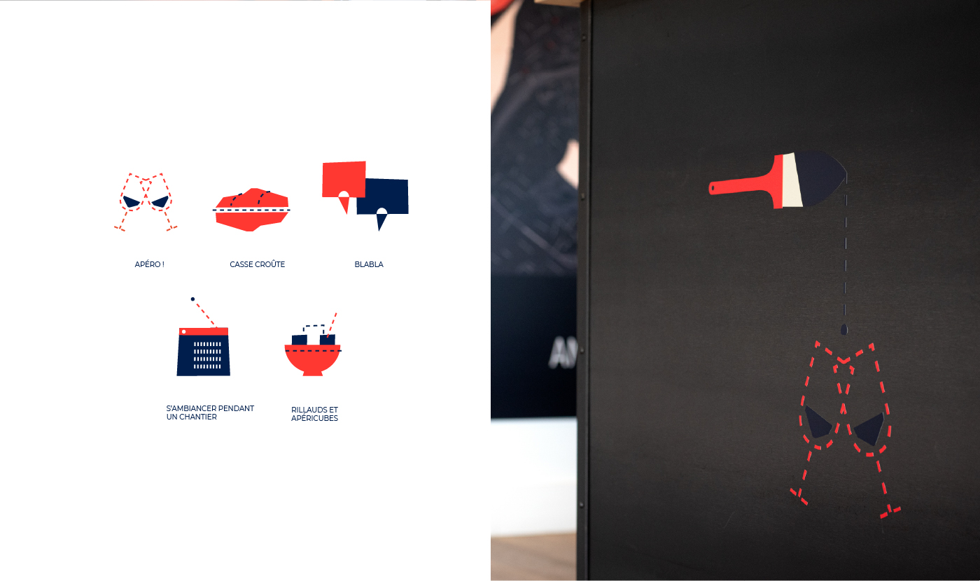 Peinture murale de motifs issus de la nouvelle charte graphique d'Artirenov.