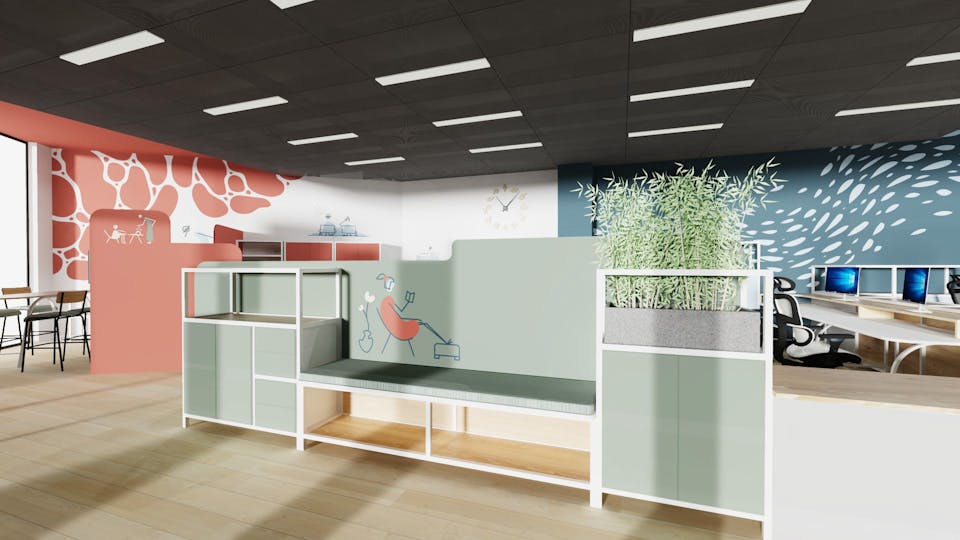 Modélisation 3D de la salle principale implémentée dans le cadre du projet de design d'espace des locaux de la CCI Saint-Nazaire.