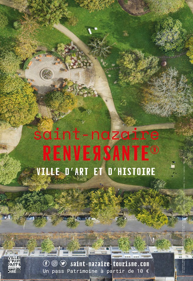 Photo aérienne d'un parc situé non loin du centre-ville de Saint-Nazaire.