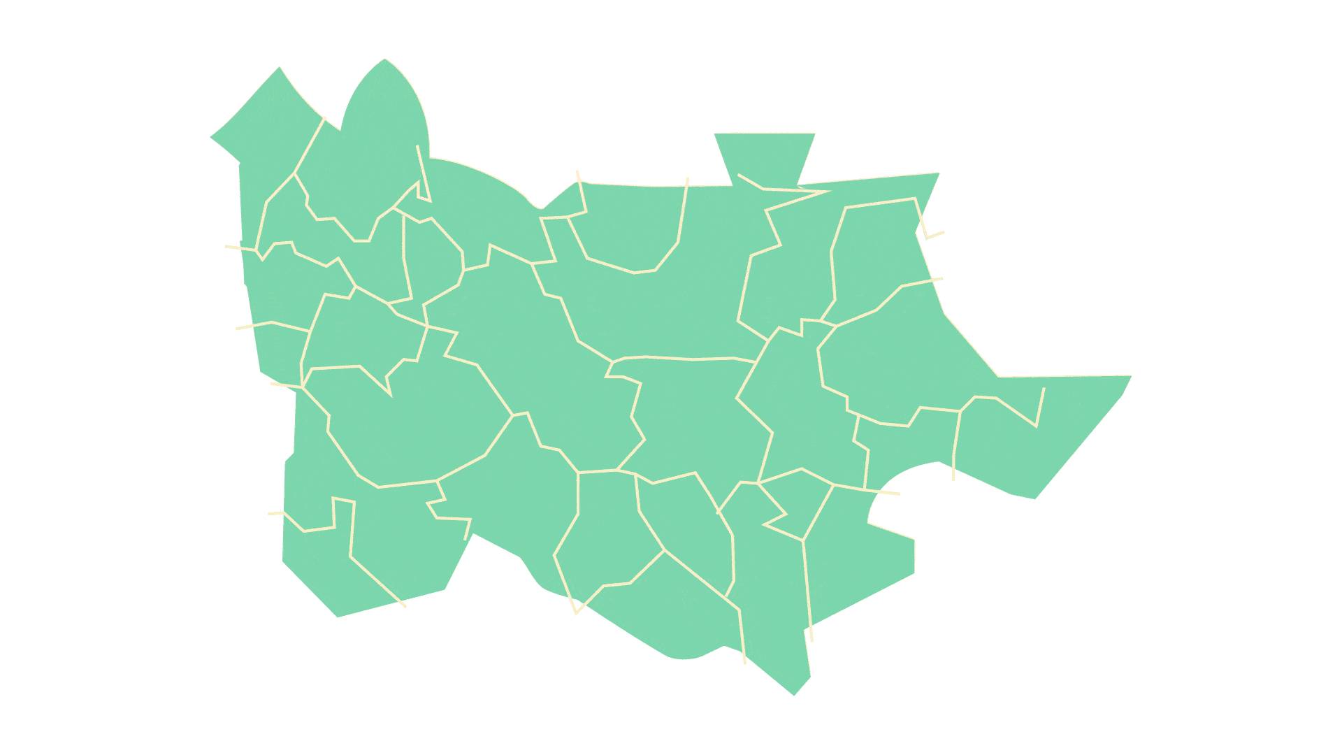 GIF animation d'une carte de Laval, dont les territoires brisent leurs frontières et s'unissent. 