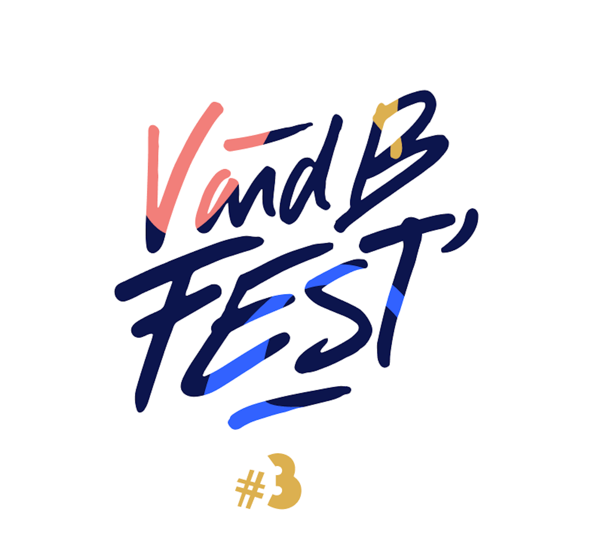 Logo de l'édition 2023 du V and B Fest, pensé par l'agence de design graphique Studio Katra.
