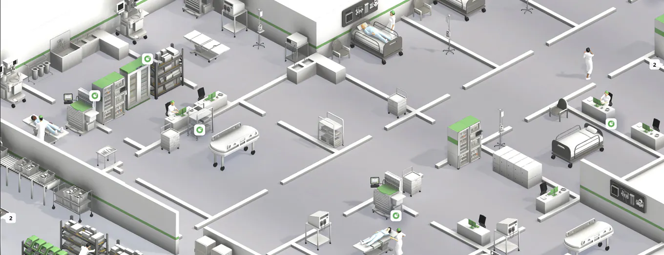 Omnicell explorer, network of hospital machine, 3D, Interactive