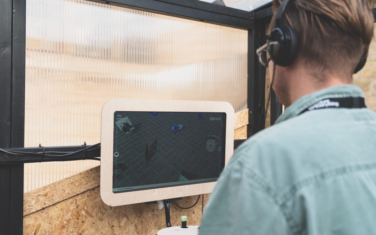 Picture of someone playing with the This Place of Mine experience.