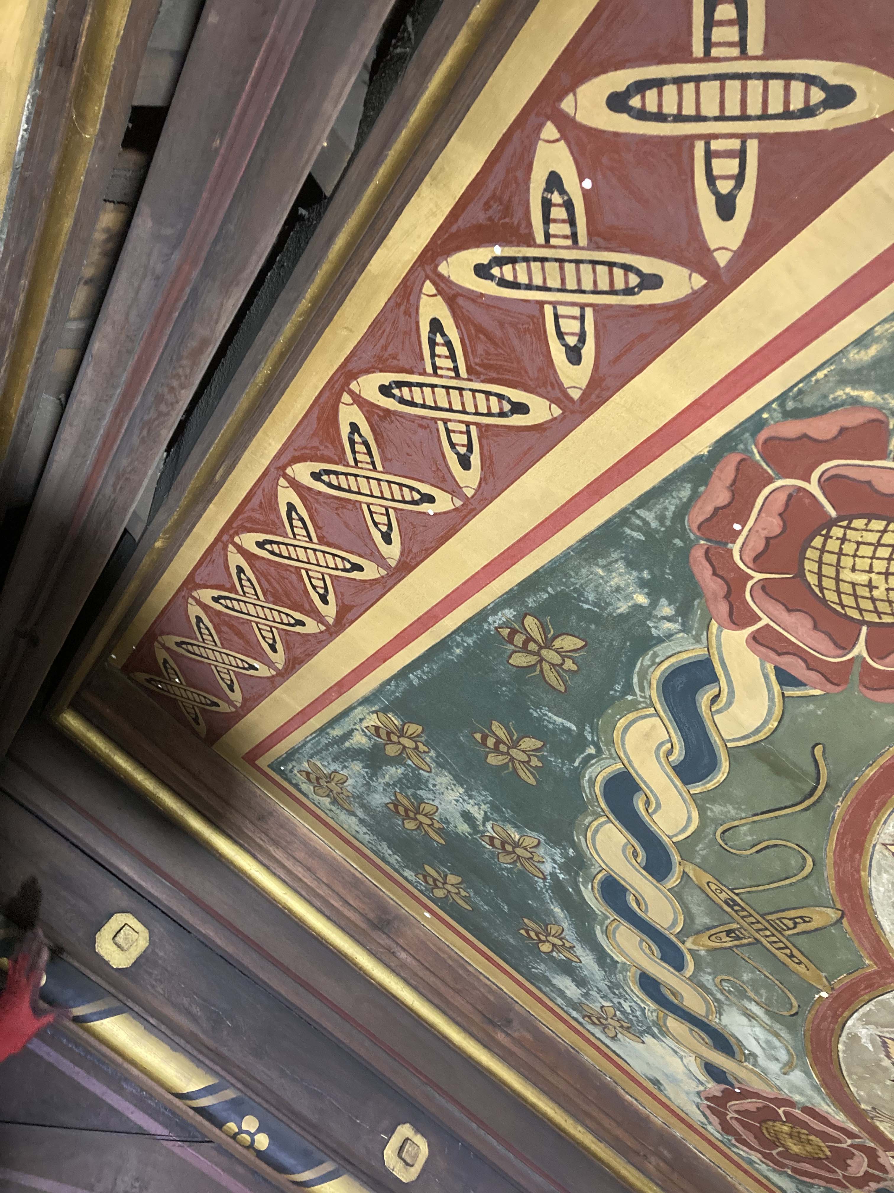 Detail of a painting on a panel.