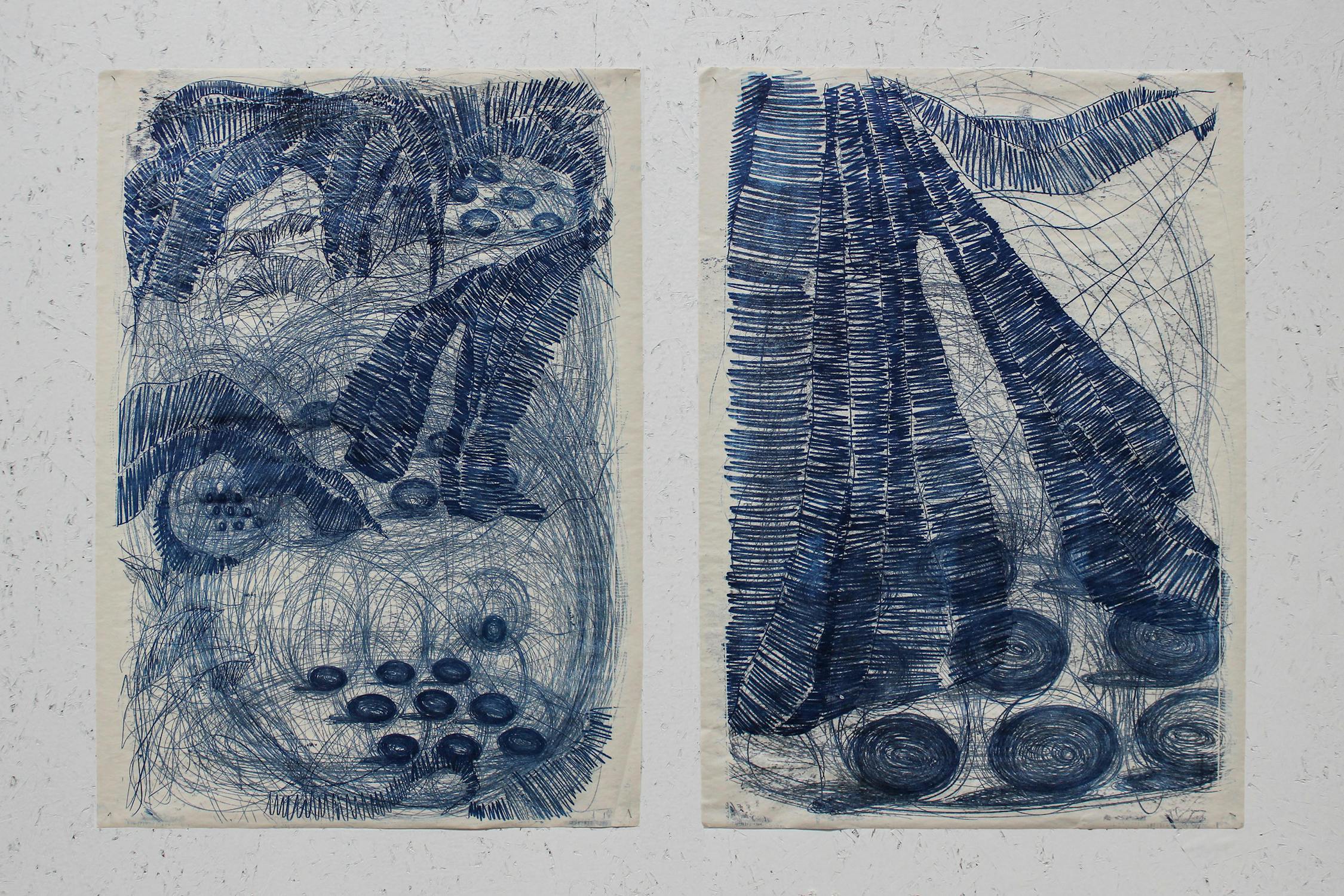 Juliette Ezavin, Vibrant Matter (12.22), 2023, 65cmx90cm, Oil paint mono print on newsprint