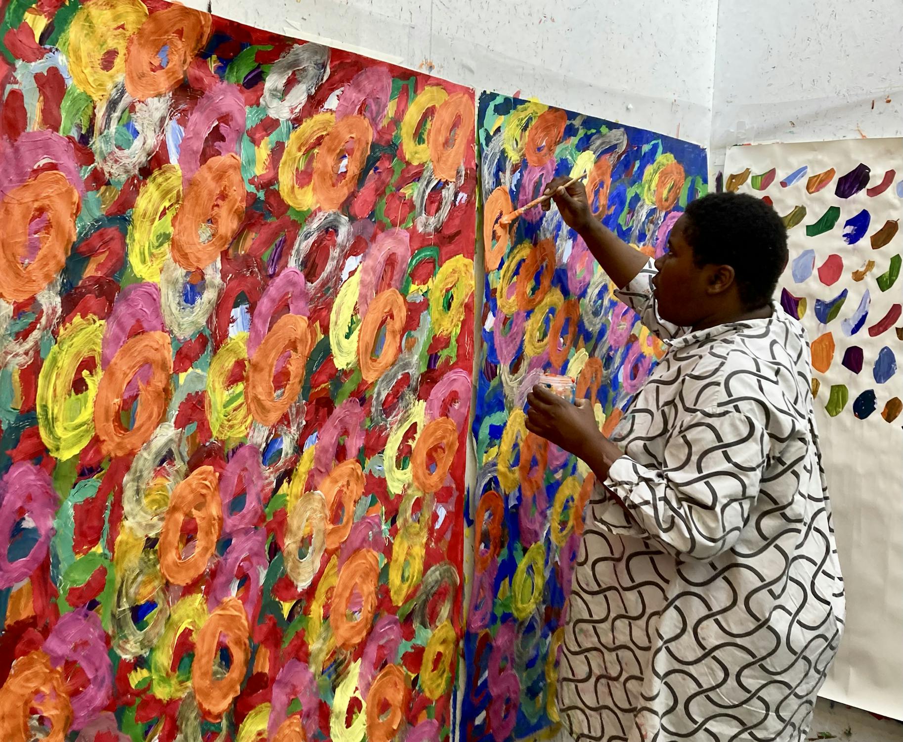 Kwaga Sillingi. Painting in the ActionSpace studio. 2022. Image courtesy of the Artist and ActionSpace