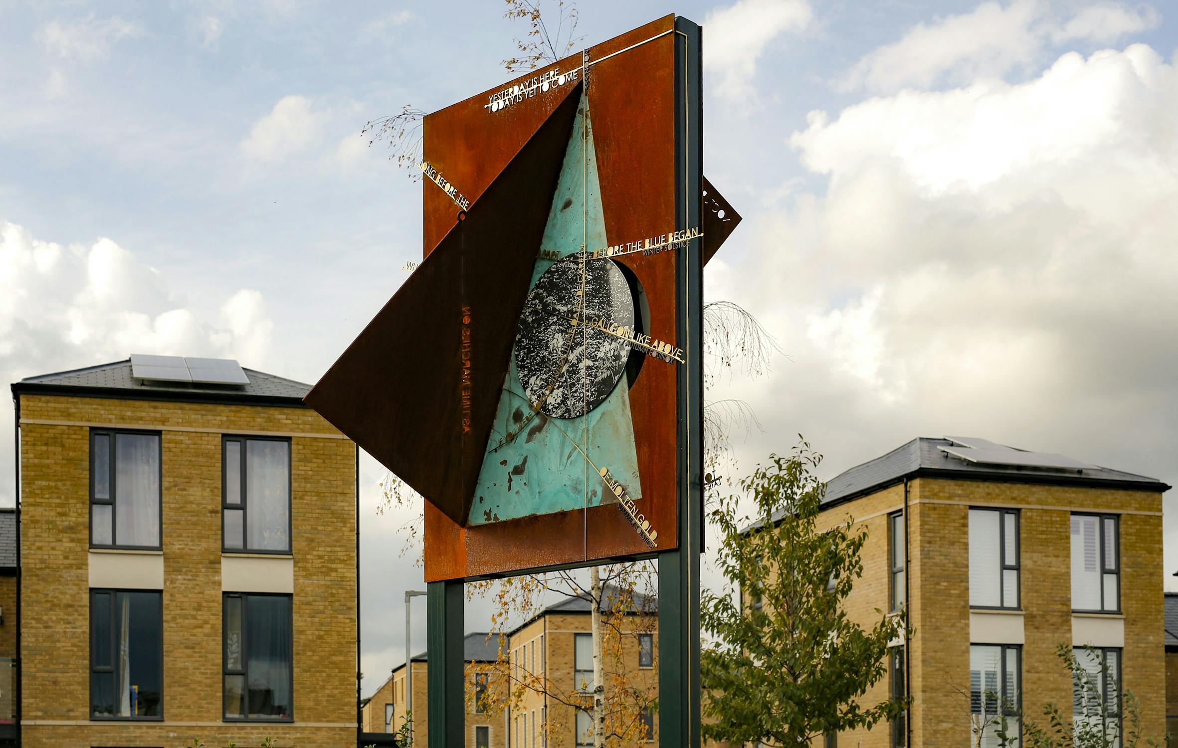 Holly Graham, While the Piled Cumuli Sail Galleon-Like Above, 2020. Public artwork for Cane Hill Park, Surrey; commissioned by Barrett David Wilson Homes. Image © Matt Reading.