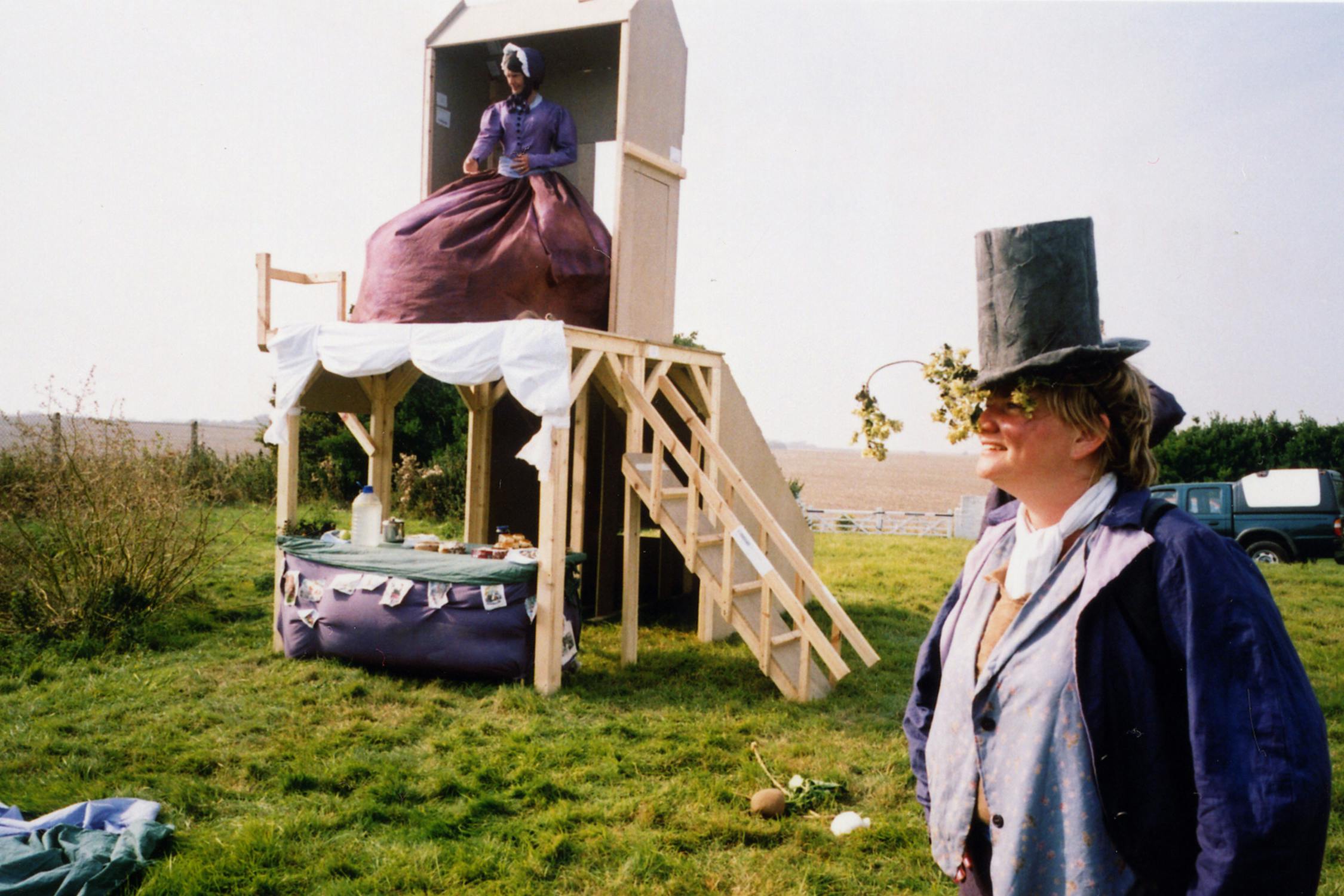 Film photograph of an installation in a field as part of The Walk in Dover