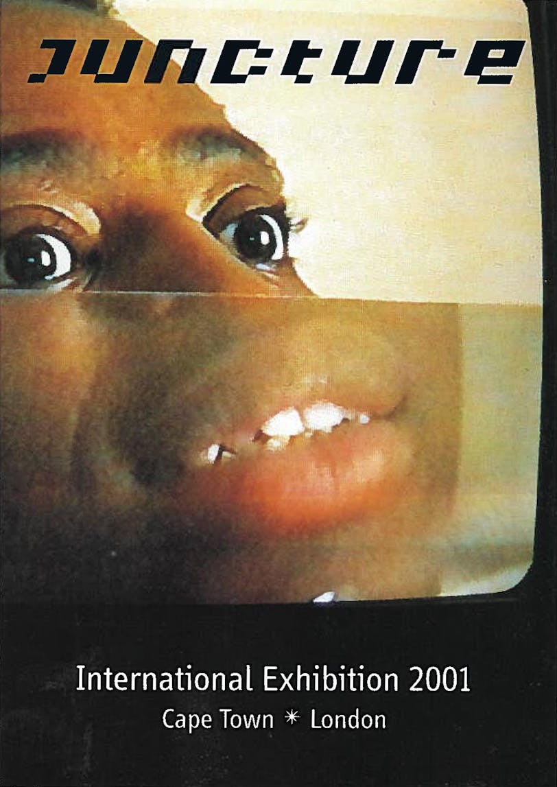 A close-up photo shows a person's face distorted by a glass of clear water, splitting the face horizontally, making the eyes and mouth appear misaligned and stretched.