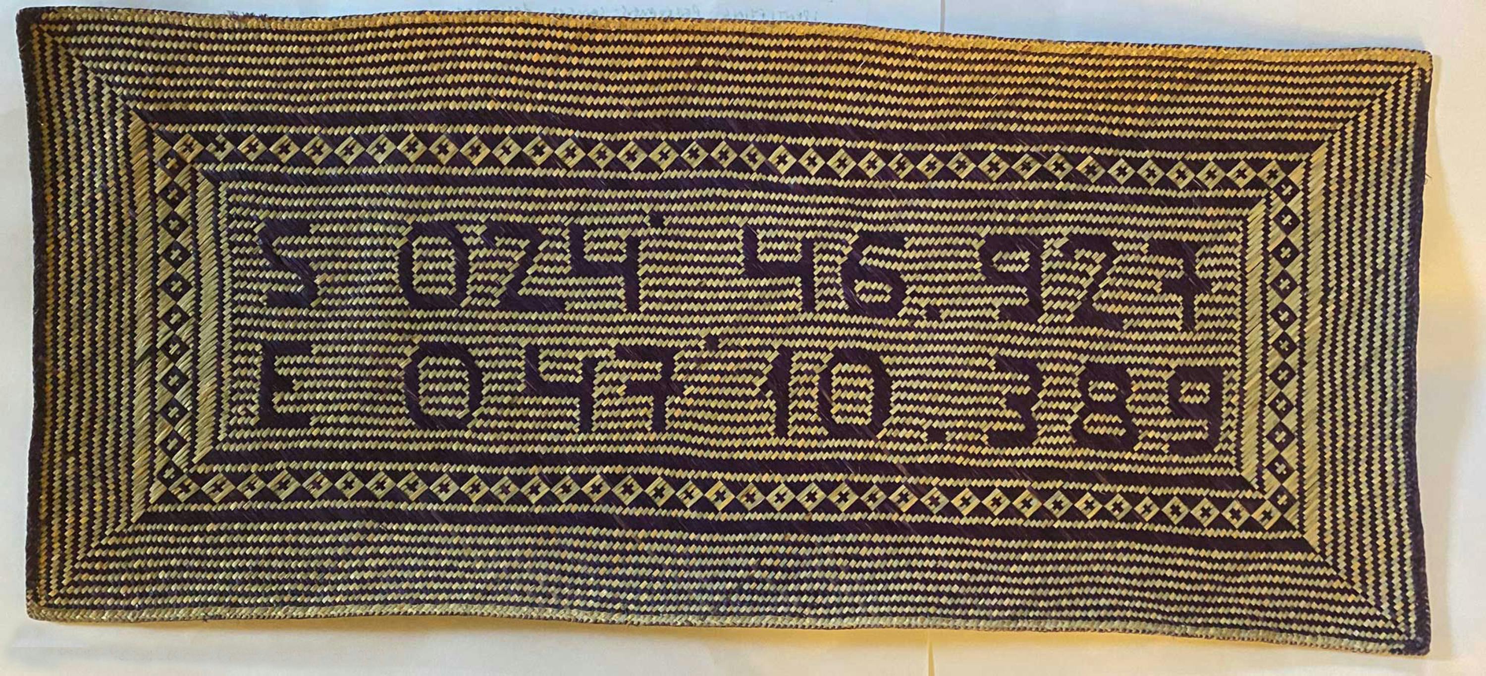 Pete Gomes, House of the Weaver, 2006, Traditional woven Malagsy reed mat with GPS coordinates, Edition of 2, Photo: courtesy of the artist