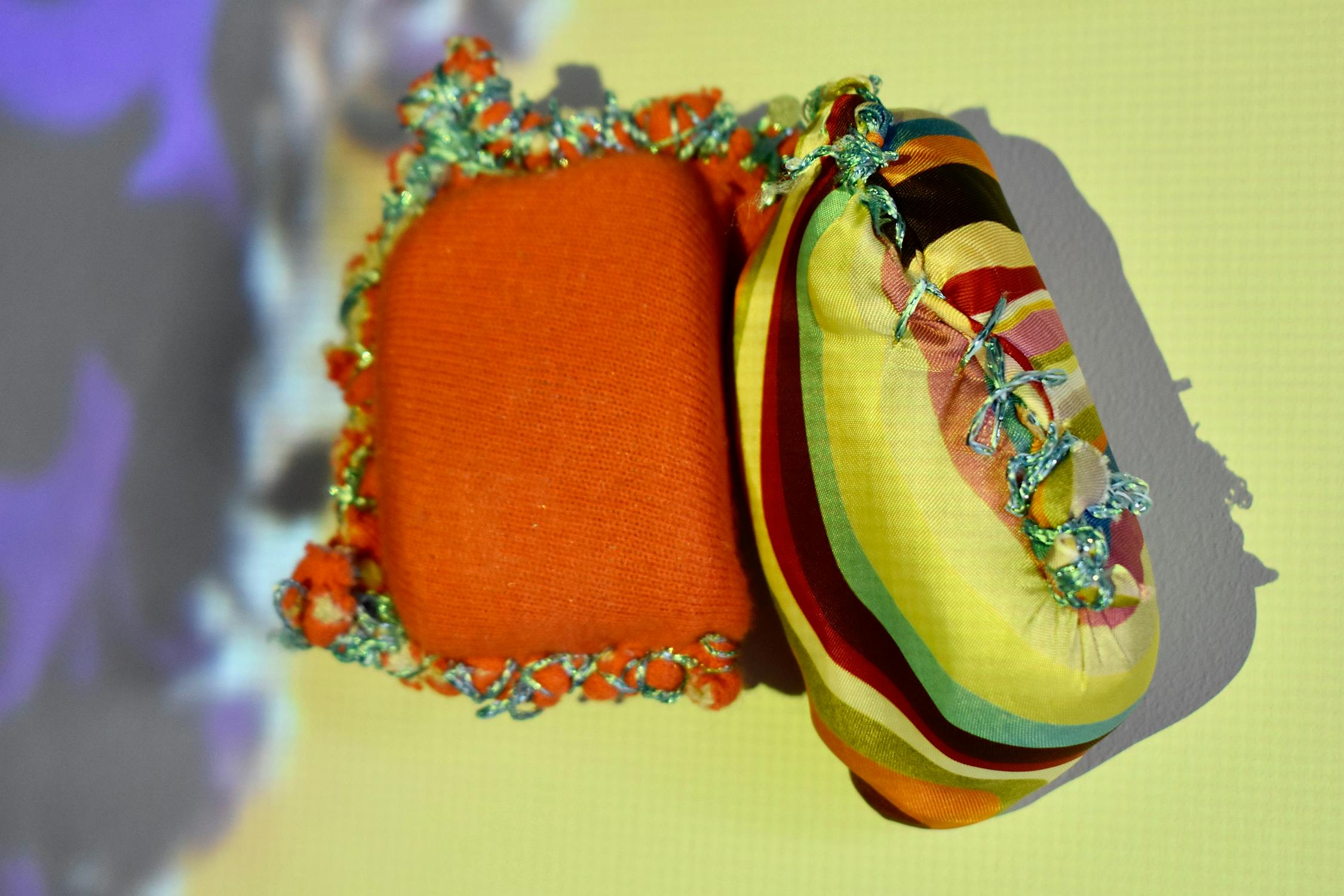 Lasmin Salmon. Sewn Cushion detail. Assembled Lines, Studio RCA, London. 2019. Image courtesy of the Artist and ActionSpace