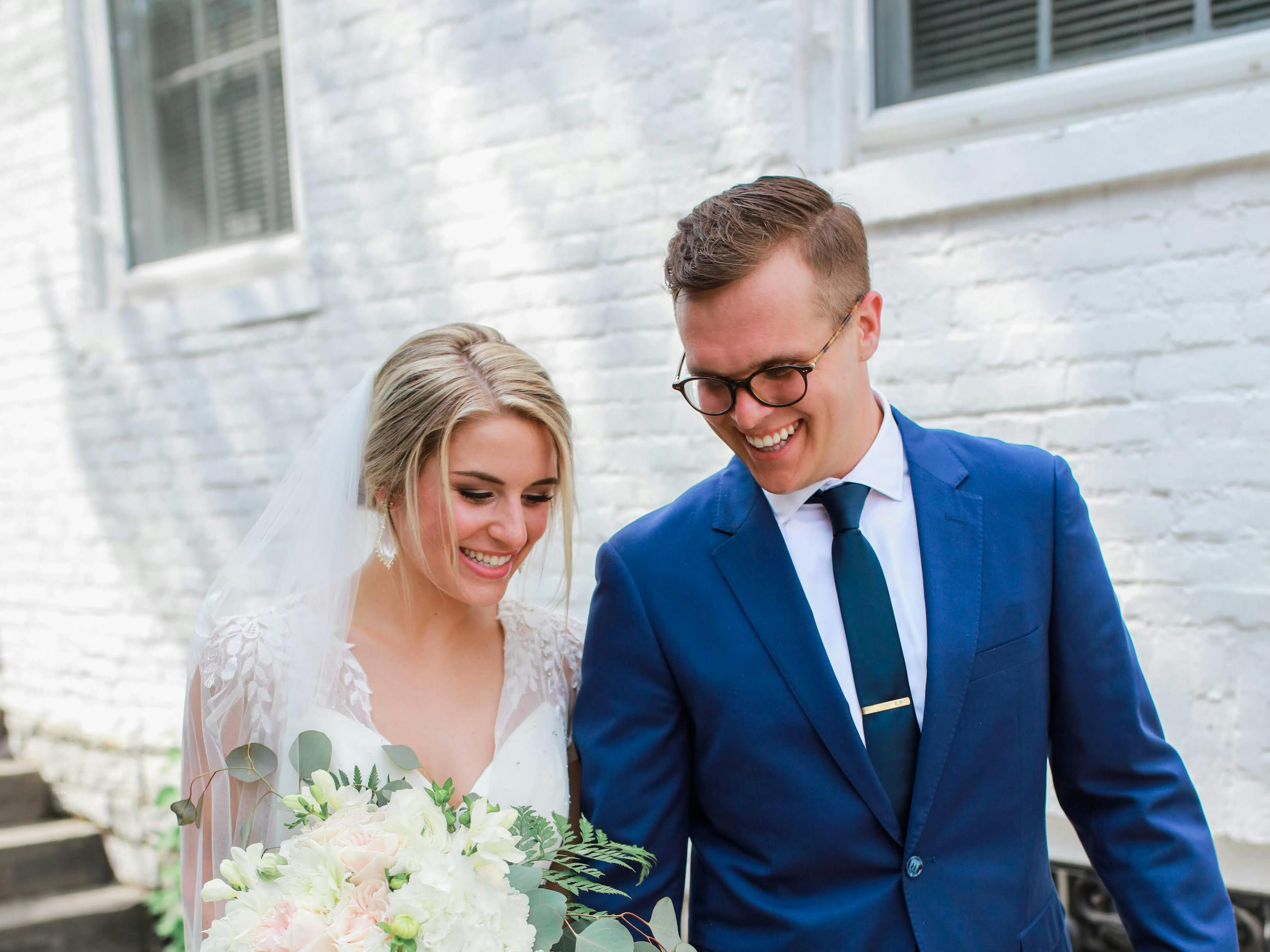 Groomsmen in navy blue suits