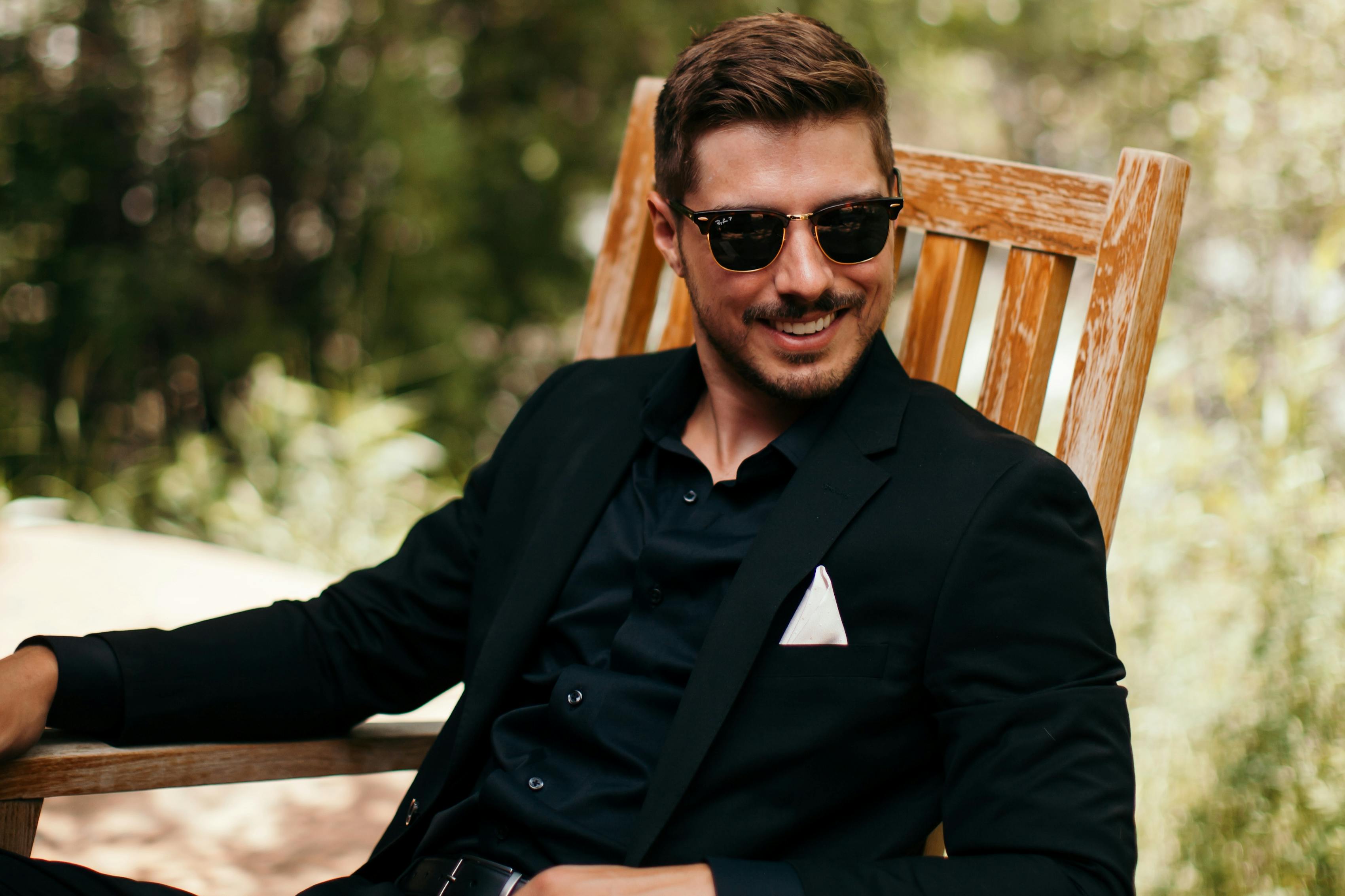 casual black suit styling