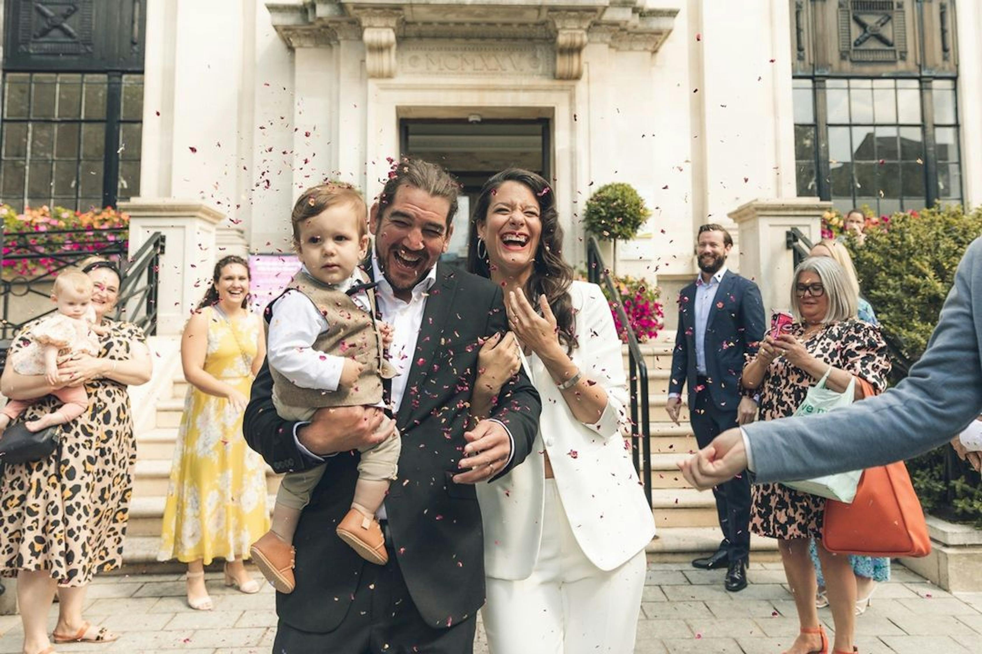 SuitShop's Women's White Wedding Tuxedo for a perfect Courthouse Wedding