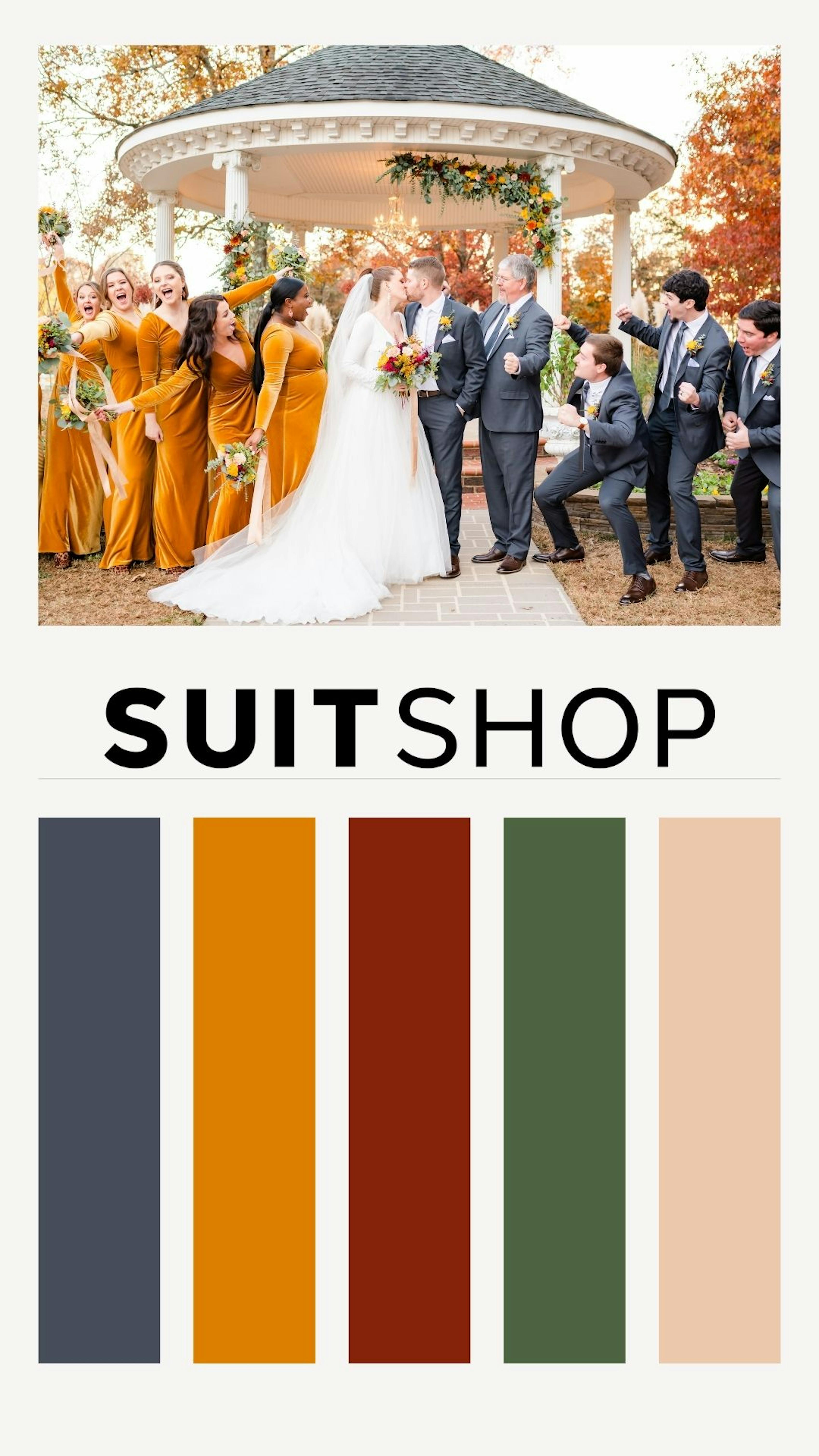 Fall 2022 bright dark green and yellow wedding color palette idea