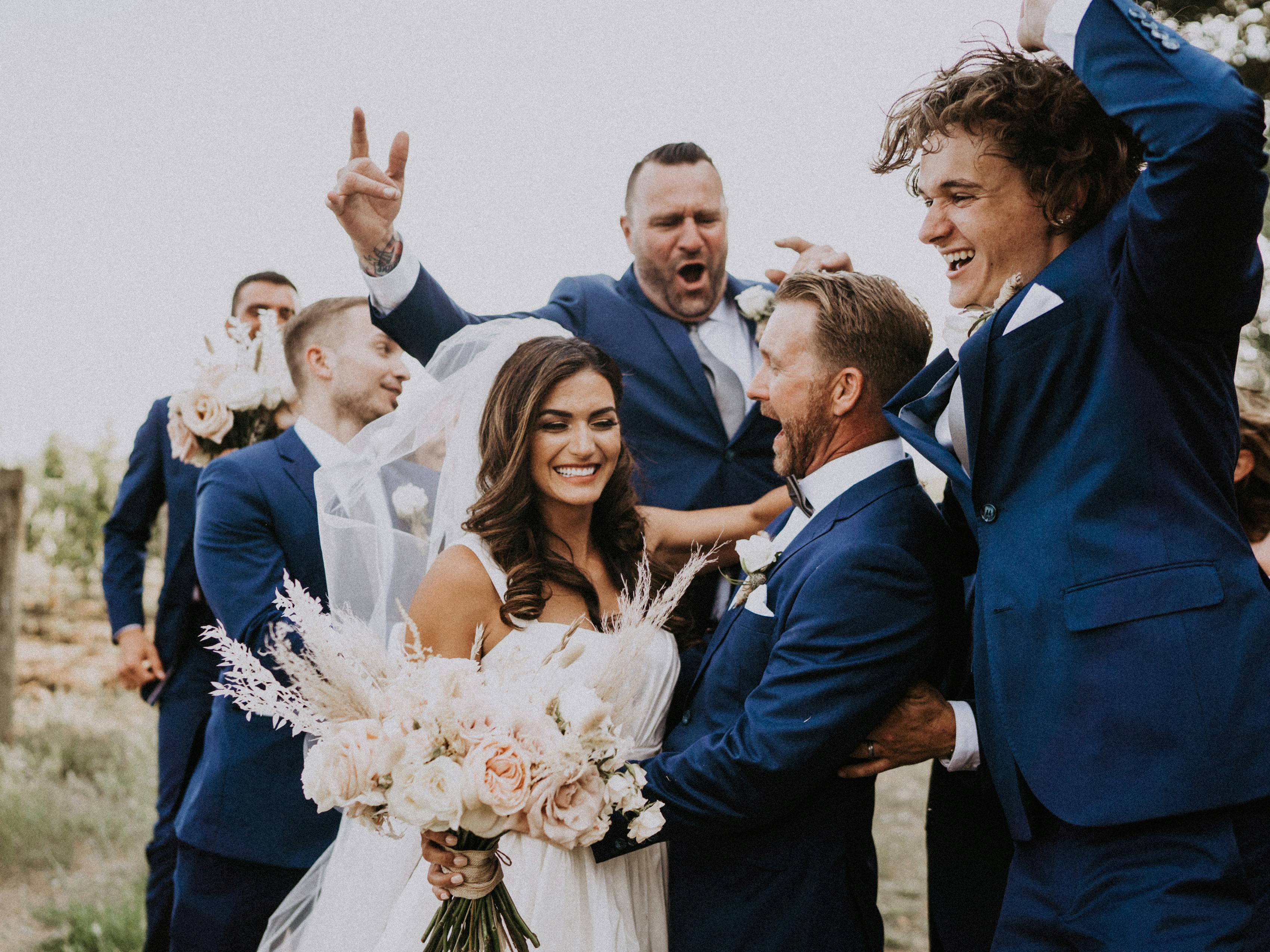 blue men's wedding suit