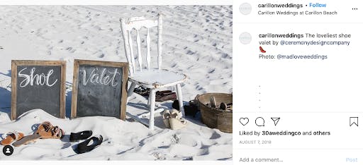 beach wedding shoe valet