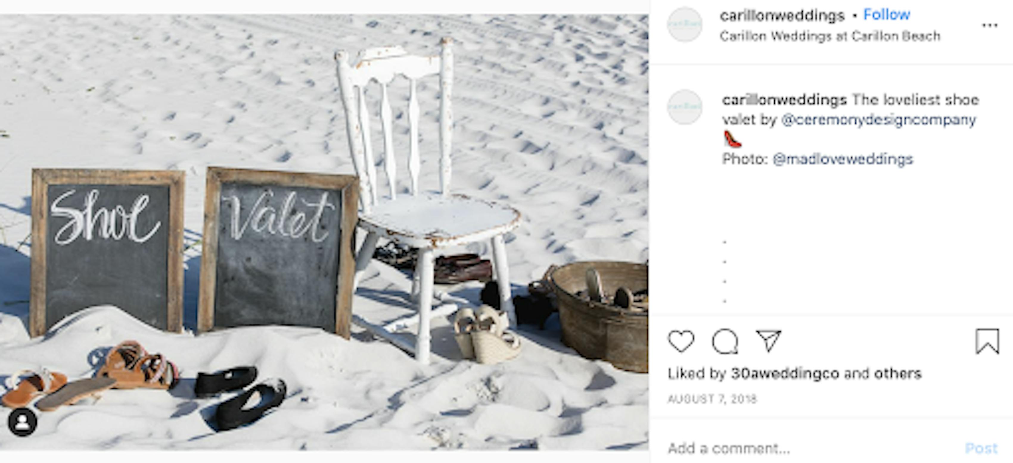 beach wedding shoe valet