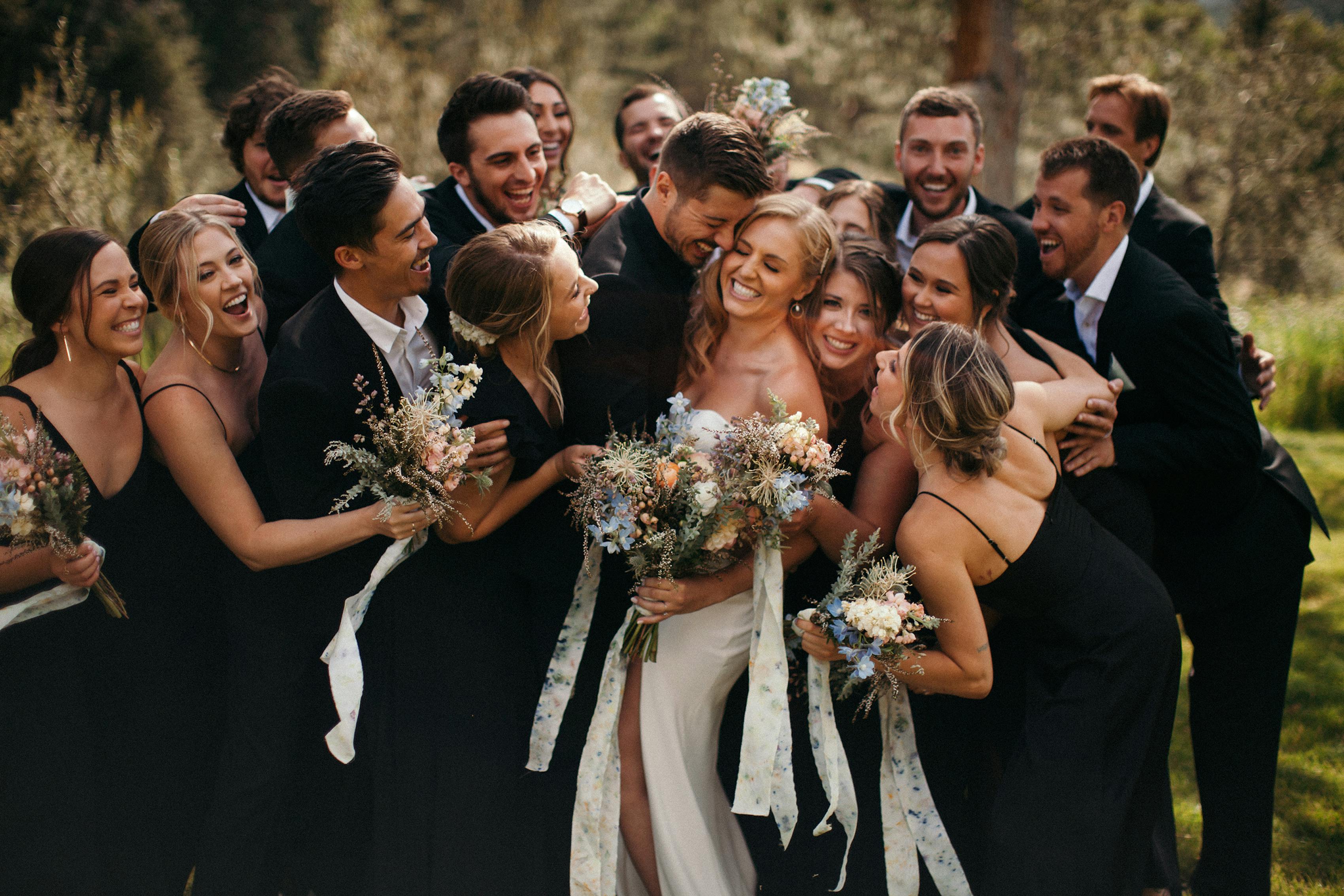 black wedding party attire