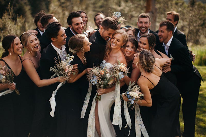 black wedding party attire