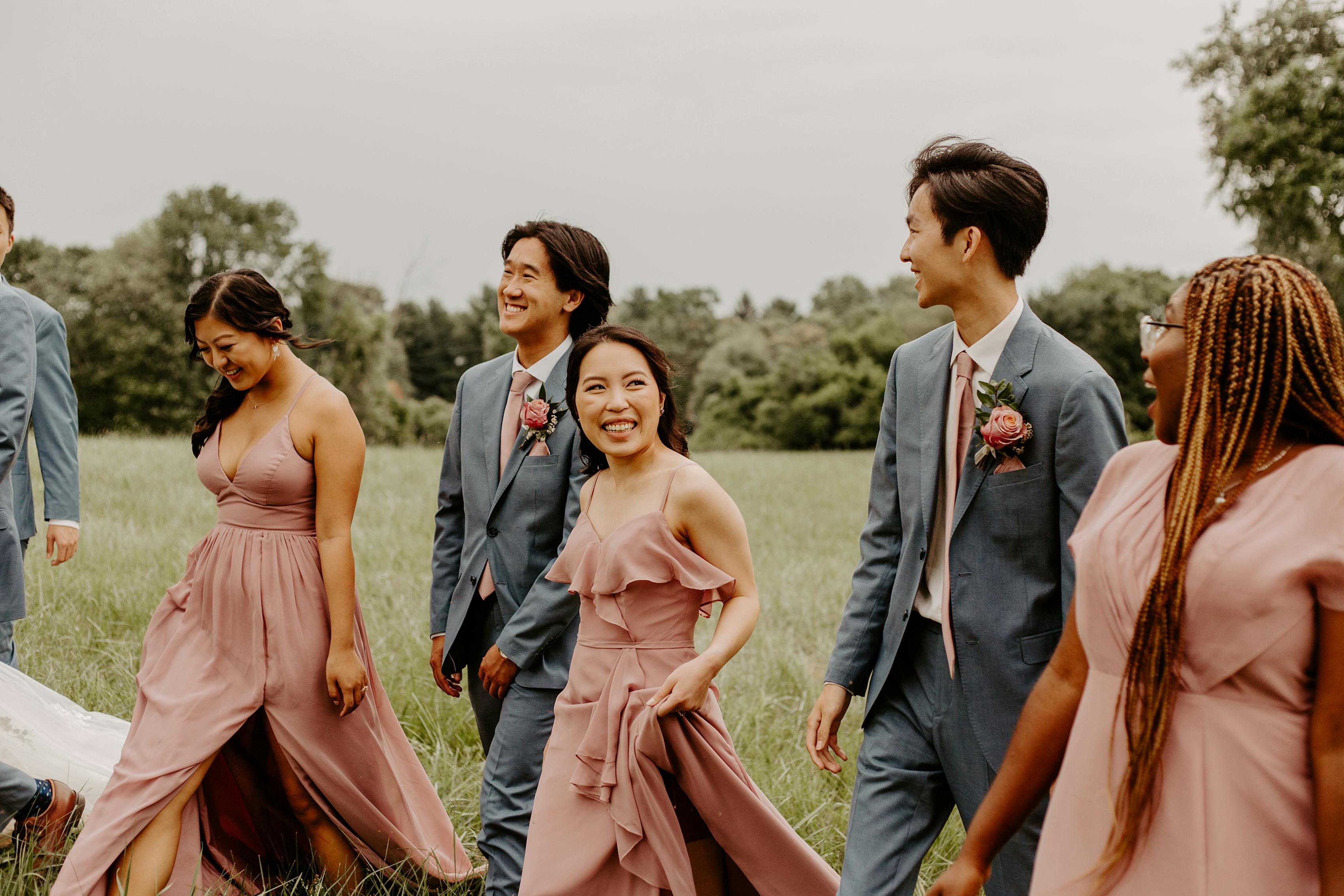 pale blue and blush wedding color palette