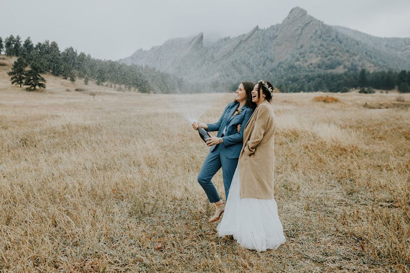 light blue suit real wedding colorado elopement