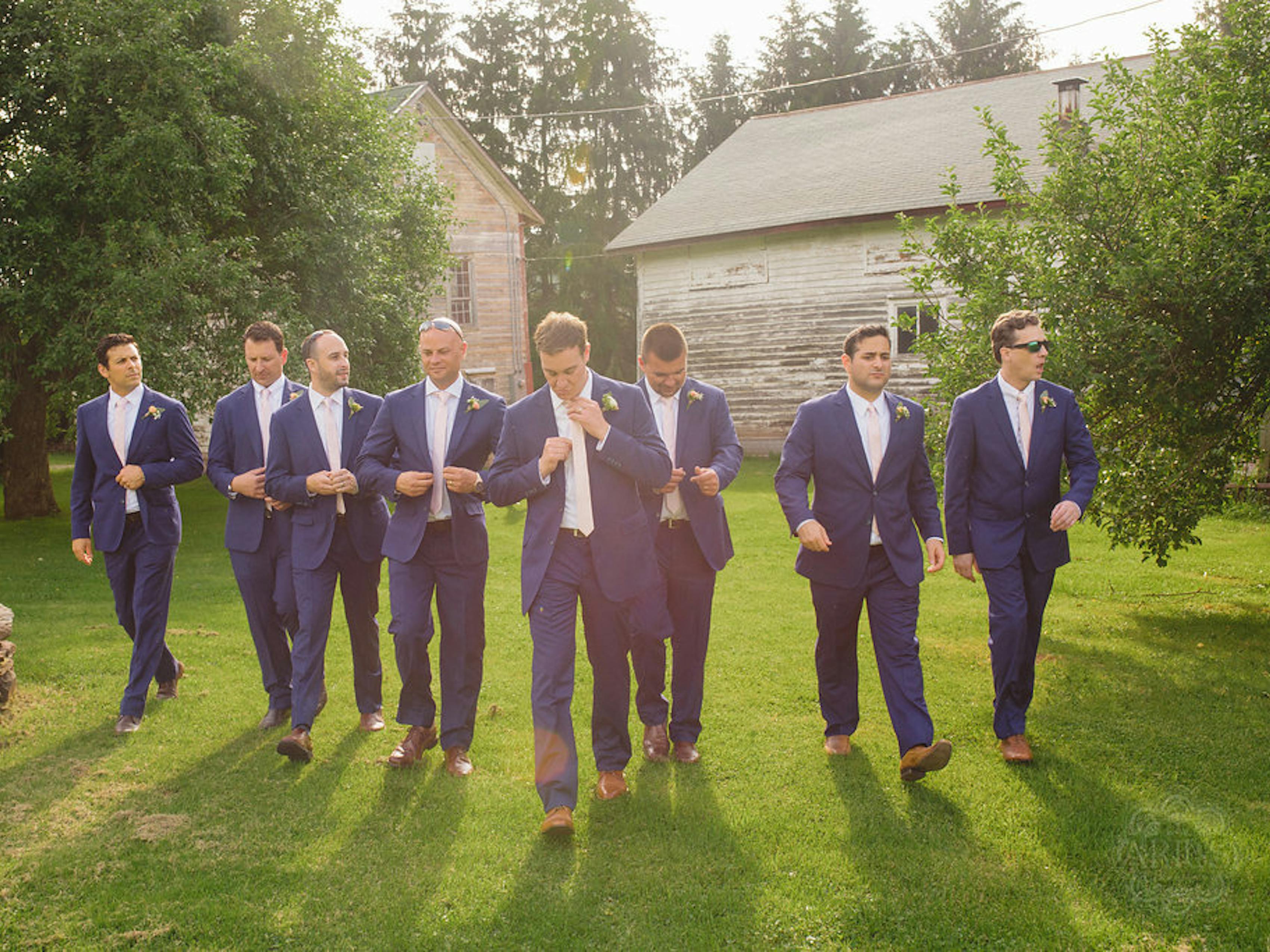 brilliant blue groomsmen suits