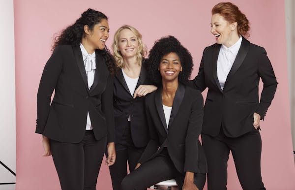 Women’s tuxedo shirts and other ideas to style your tuxedo or dressy pant suit.  