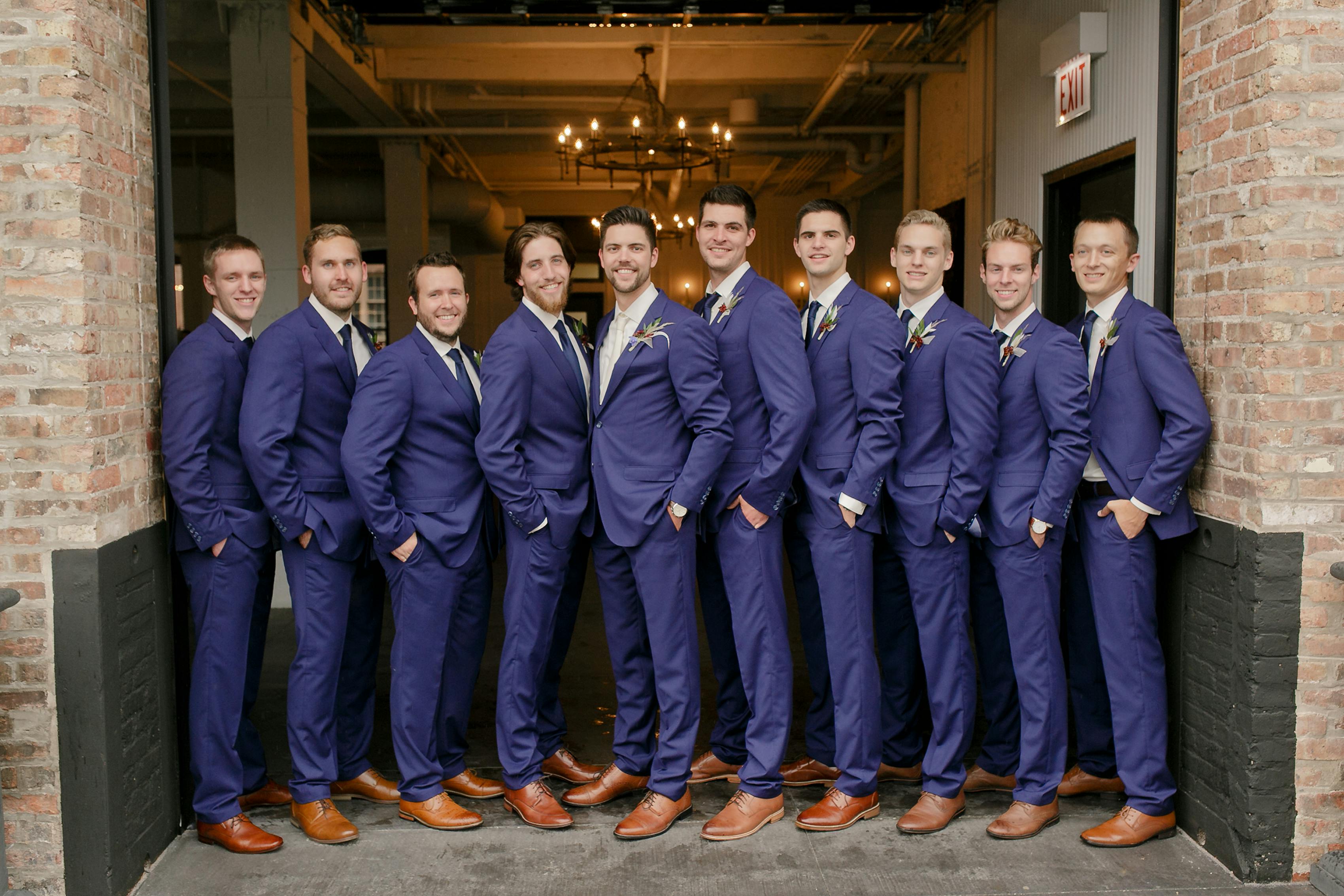 Brilliant blue wedding suits for men