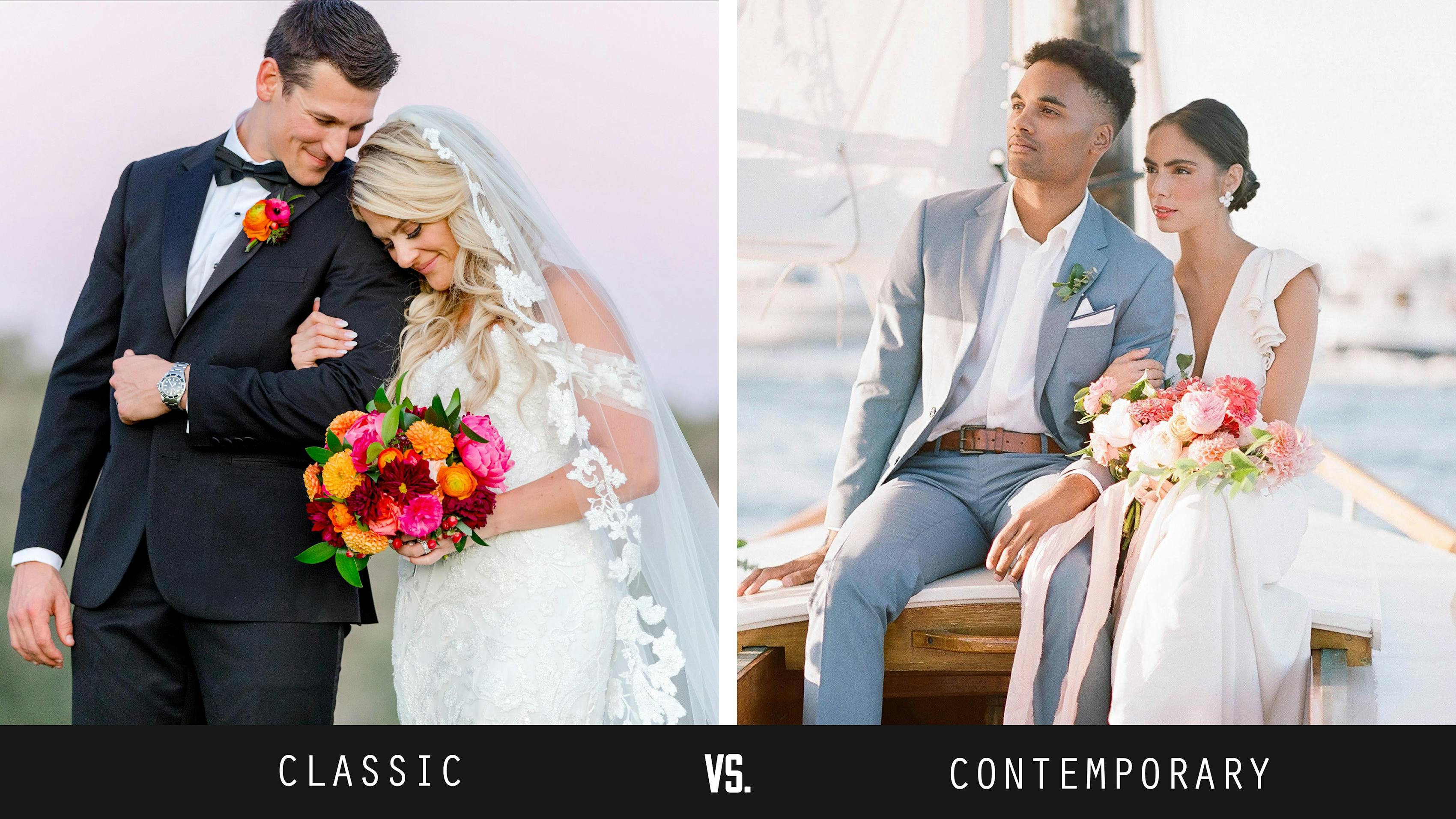 how to dress for a modern wedding vs a traditional wedding