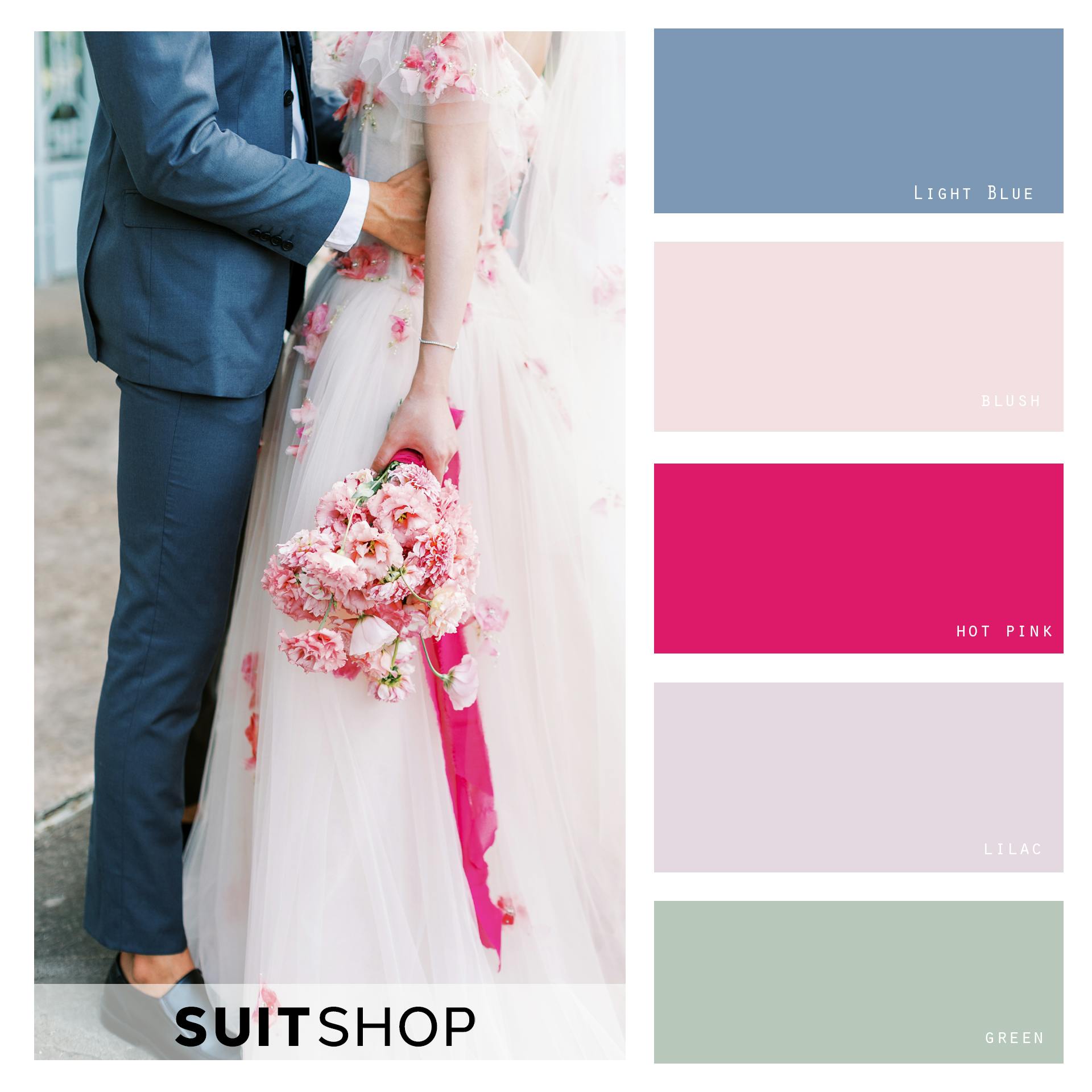 pink and blue wedding