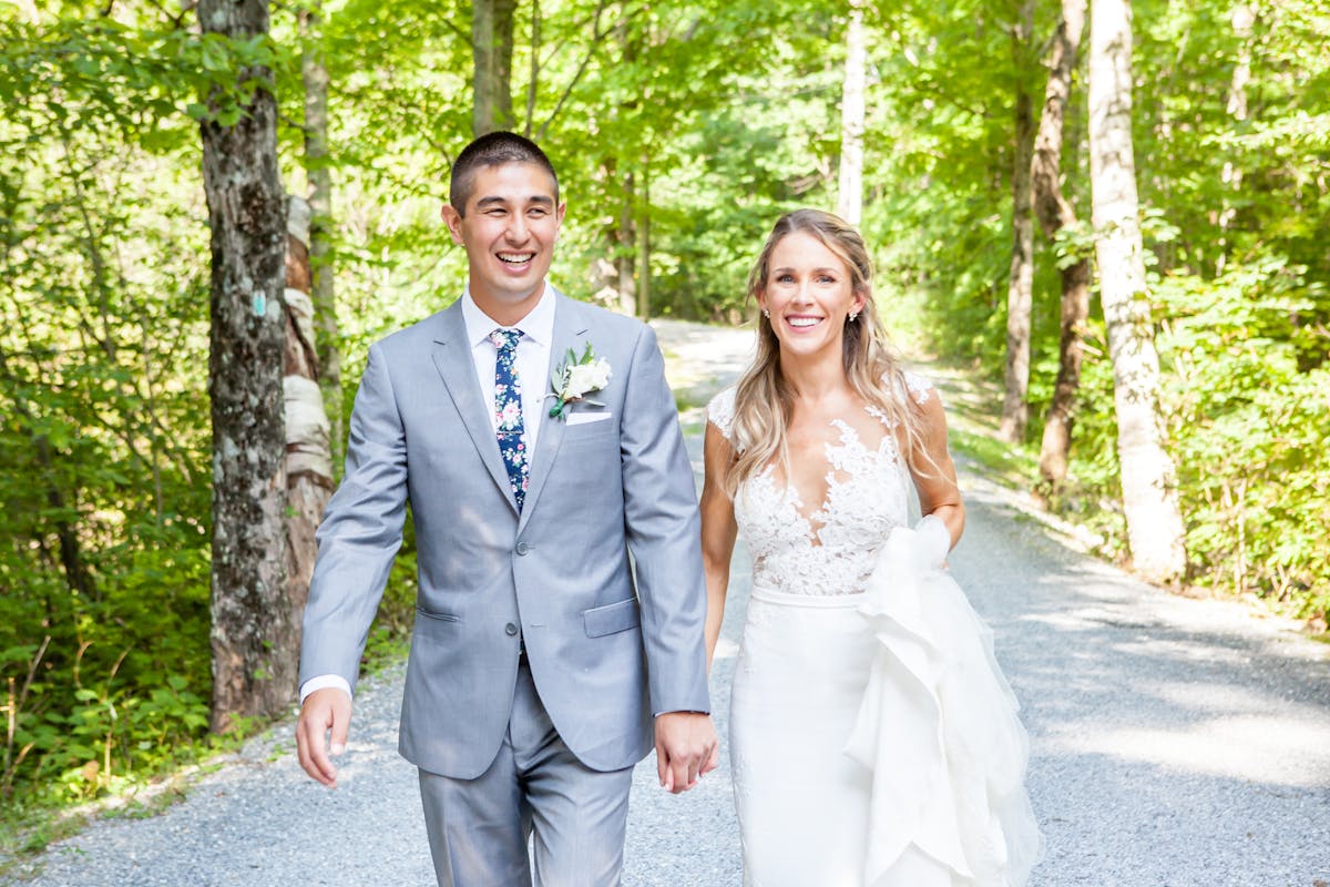 Groom in textured gray wedding suit for men