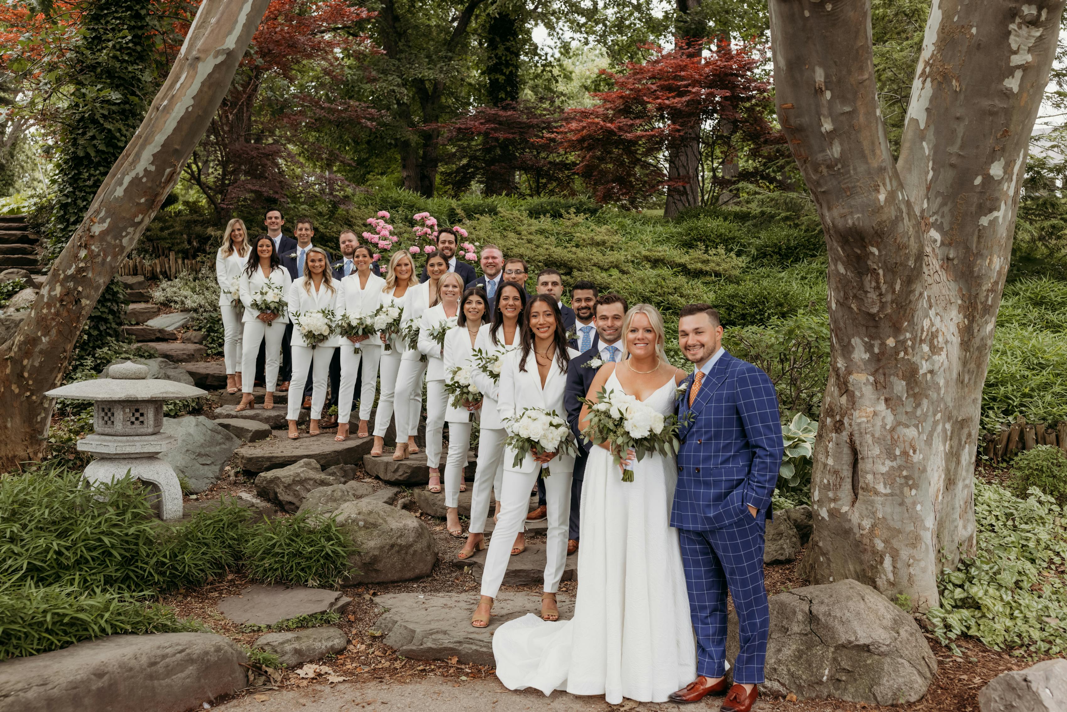 white wedding party